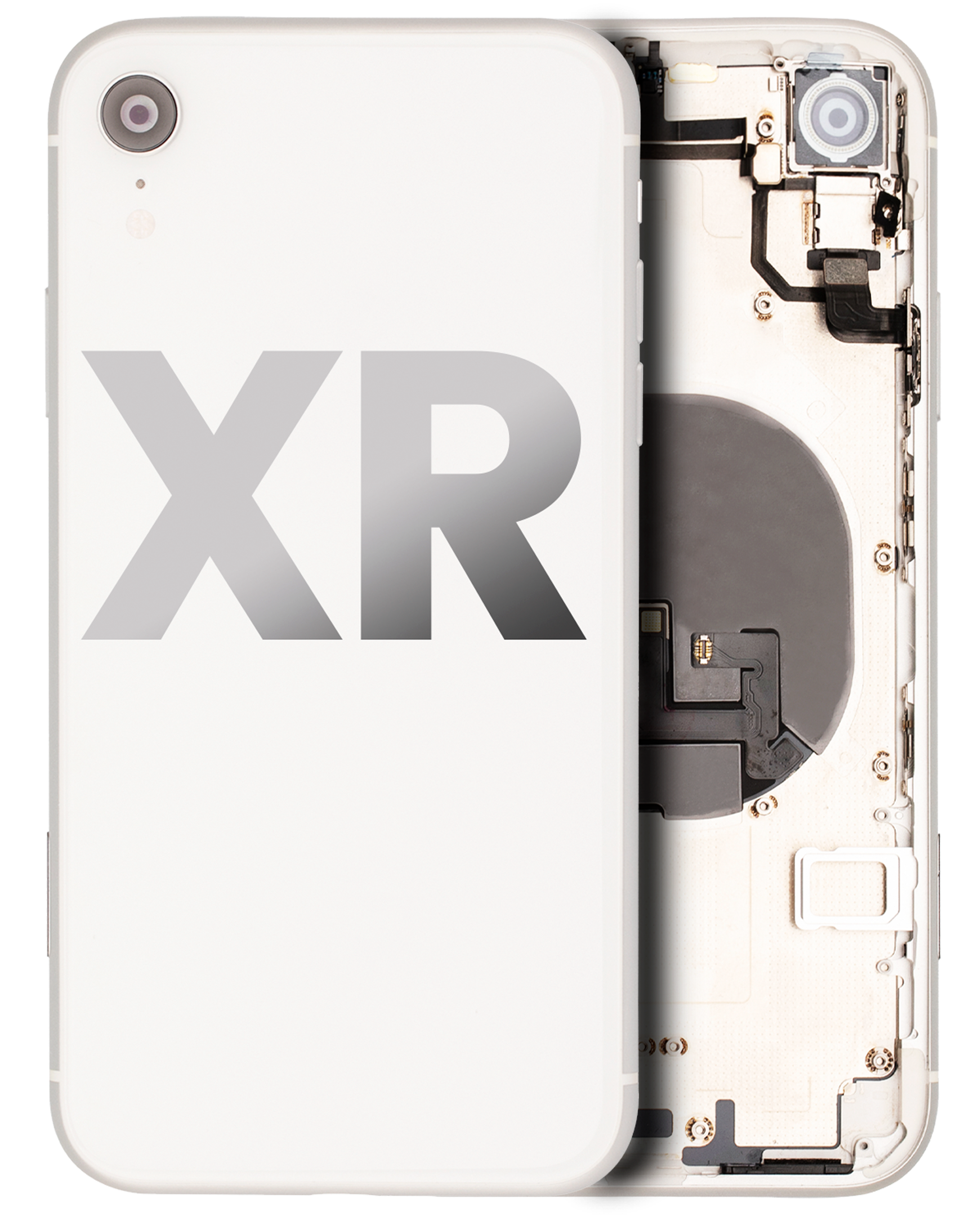 Backcover/Rahmen mit Small Components Pre-Installed für iPhone XR (gebrauchter OEM-Ausbau, Qualität A) (Weiß)