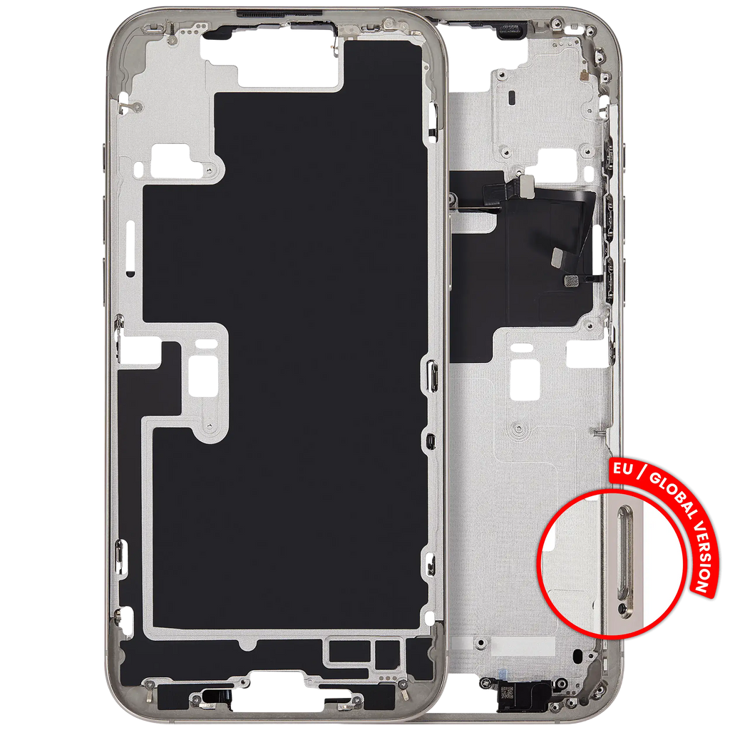 Midframe/Rahmen mit Power And Volume Button für iPhone 16 Pro Max (EU / Global Version) (Aftermarket Plus) (Natural Titanium)