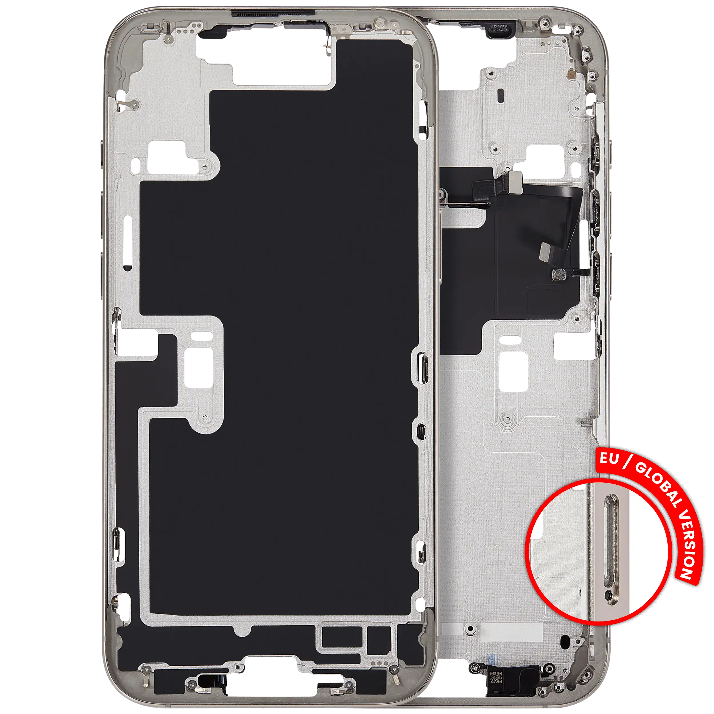 Midframe/Rahmen mit Power And Volume Button für iPhone 16 Pro Max (EU / Global Version) (Aftermarket Plus) (Natural Titanium)