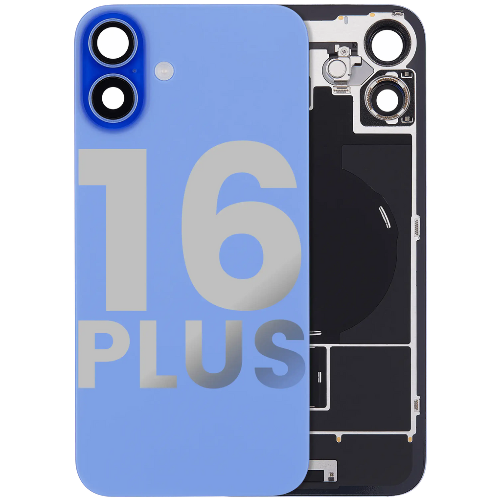 Back cover with MagSafe magnet, NFC, and flash flex cable for iPhone 16 Plus (used OEM part, C grade, Ultramarine)