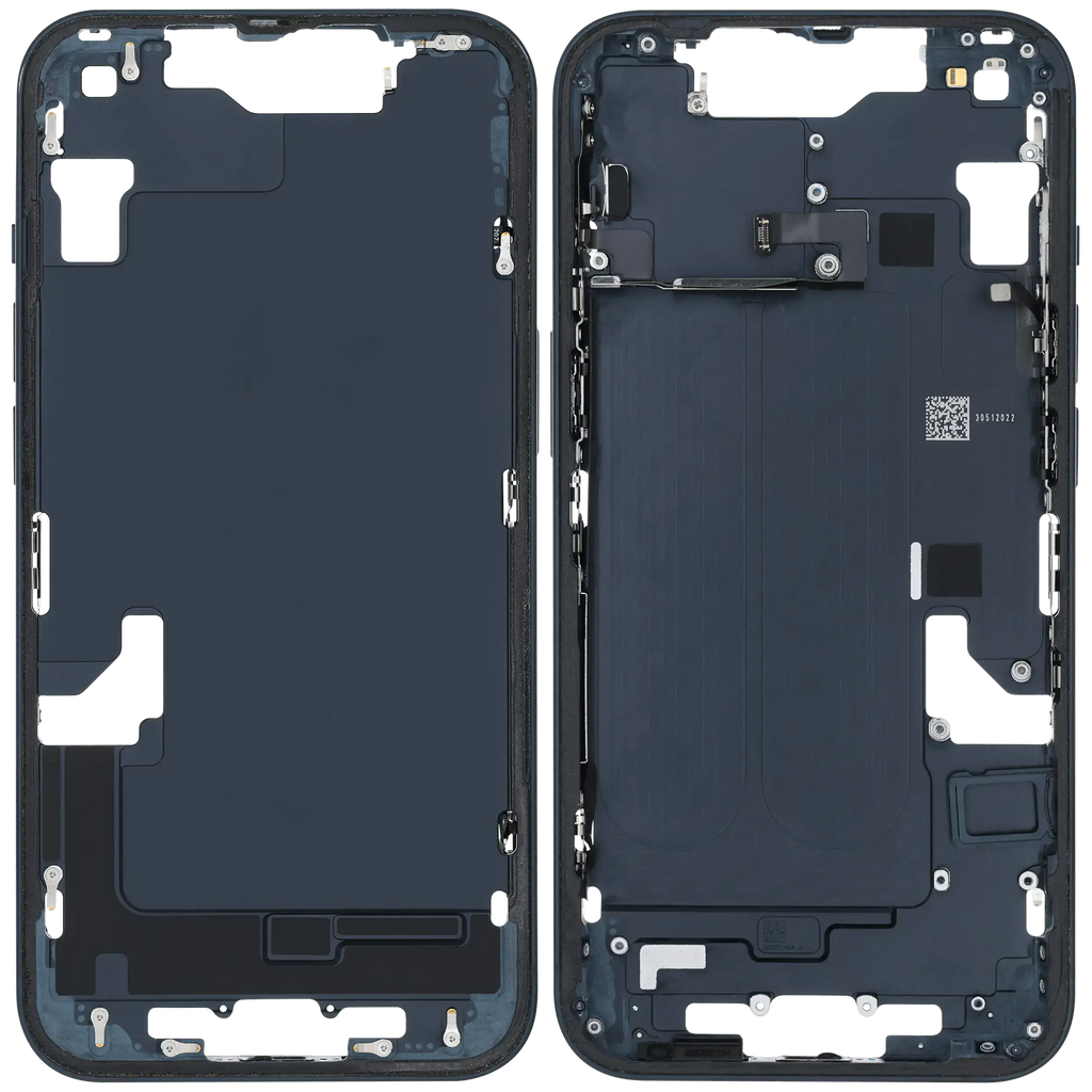 Midframe/Rahmen mit Small Parts für iPhone 14 (EU / Global Version) (gebrauchter OEM-Ausbau, Qualität C) (Midnight)