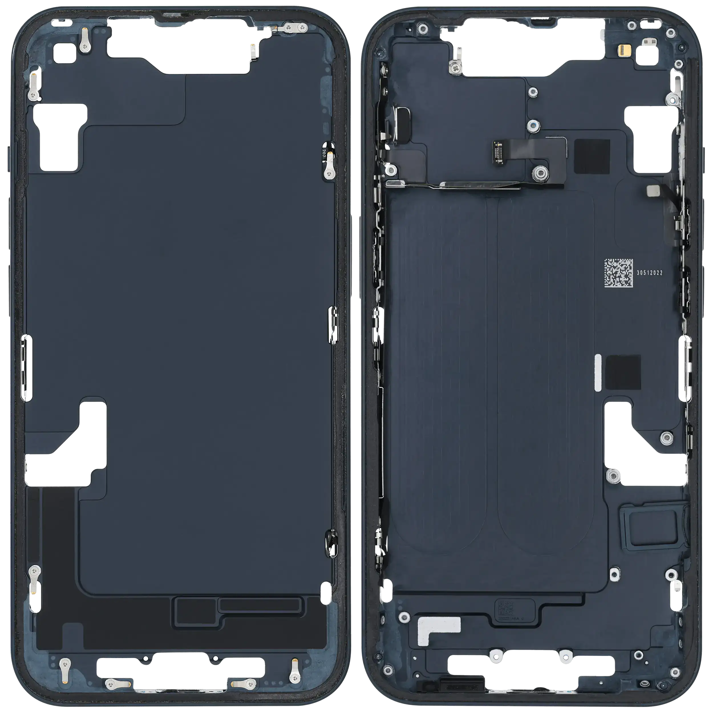 Midframe/Rahmen mit Small Parts für iPhone 14 (EU / Global Version) (gebrauchter OEM-Ausbau, Qualität C) (Midnight)