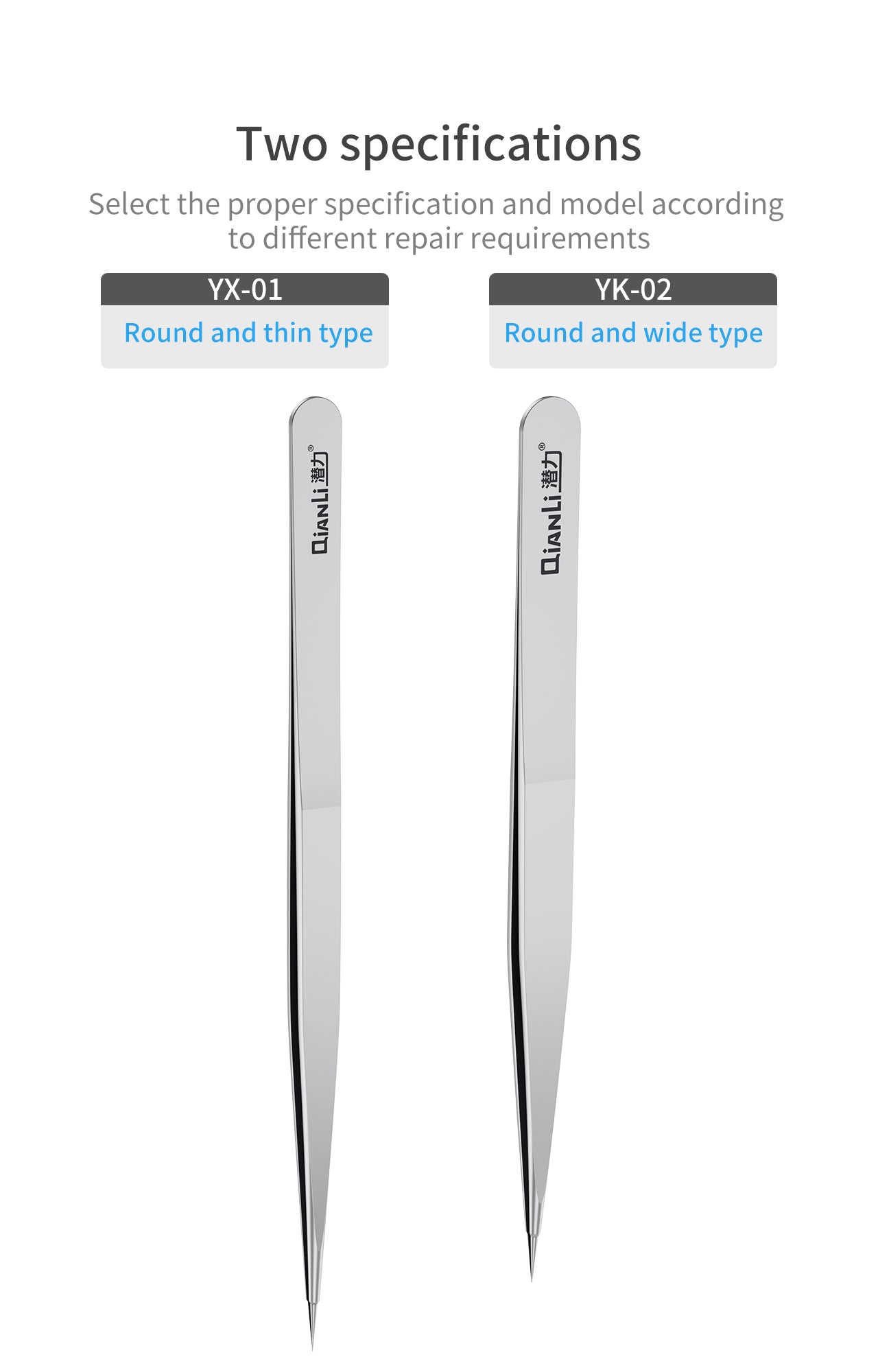 iNeeZy Handmade Non-Magnetic Stainless Steel Tweezers (Silver - Thin) (Qianli)