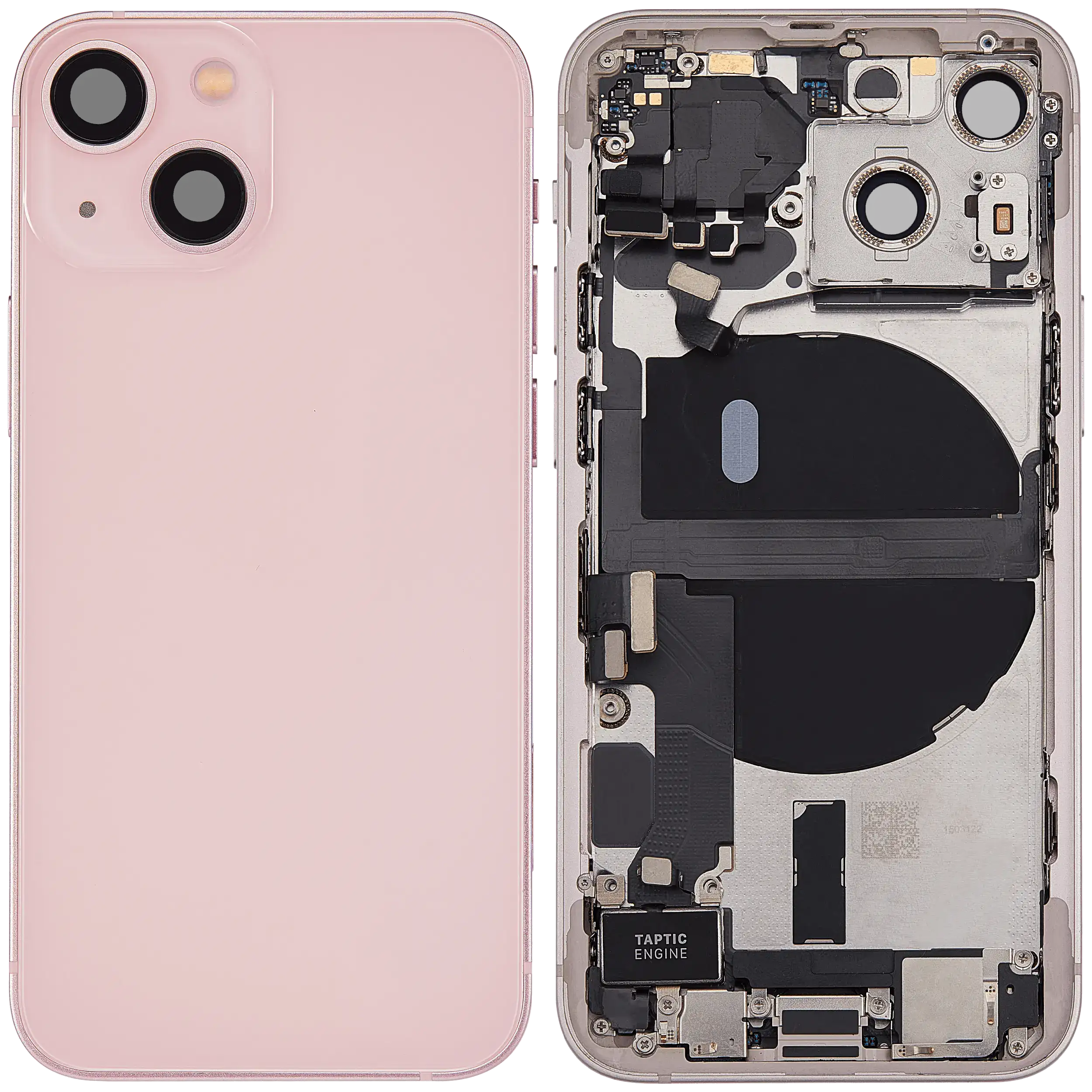 Backcover/Rahmen mit Ladebuchse Flex & Small Parts für iPhone 13 Mini (EU / Global Version) (gebrauchter OEM-Ausbau, Qualität B) (Pink)