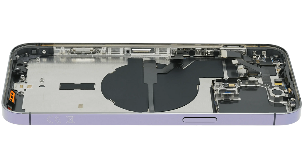 Backcover/Rahmen mit Small Parts für iPhone 14 Pro Max (EU / Global Version) (gebrauchter OEM-Ausbau, Qualität B) (Deep Purple)