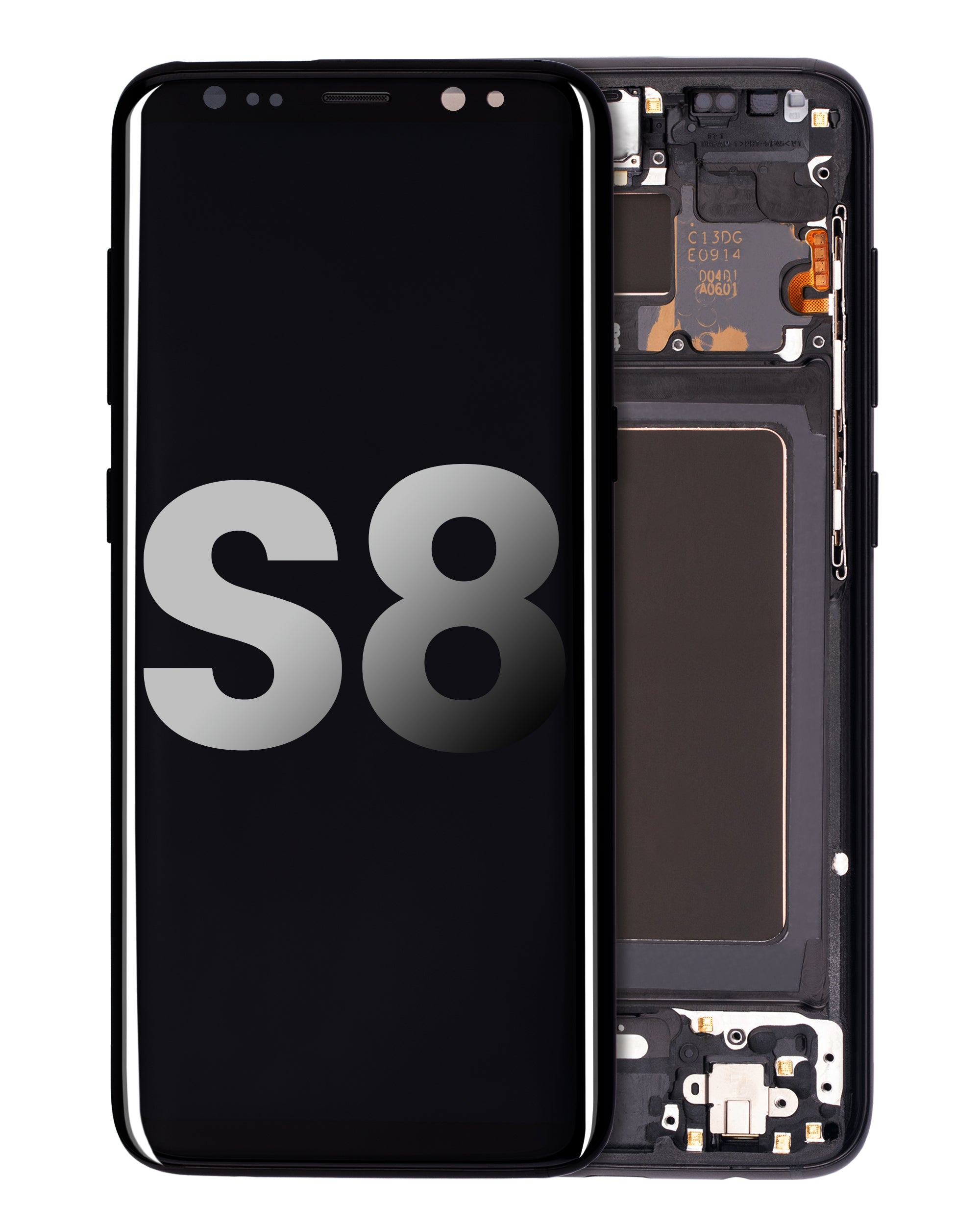 OLED-Display mit Rahmen für Samsung Galaxy S8 (gebrauchter OEM-Ausbau, Qualität B/C) (Midnight Schwarz)