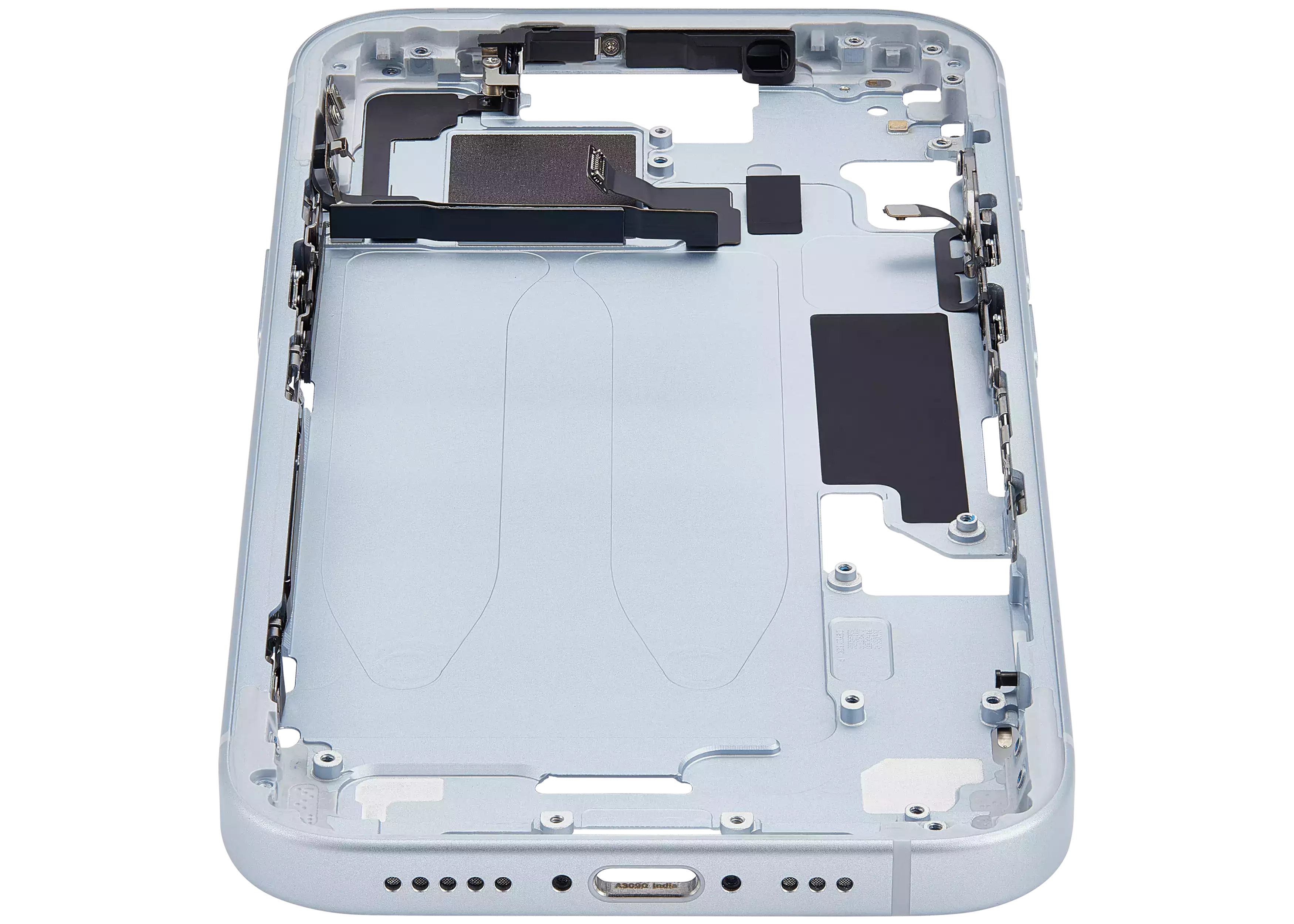 Midframe/Rahmen mit Small Parts für iPhone 15 (EU / Global Version) (gebrauchter OEM-Ausbau, Qualität A) (Blau)