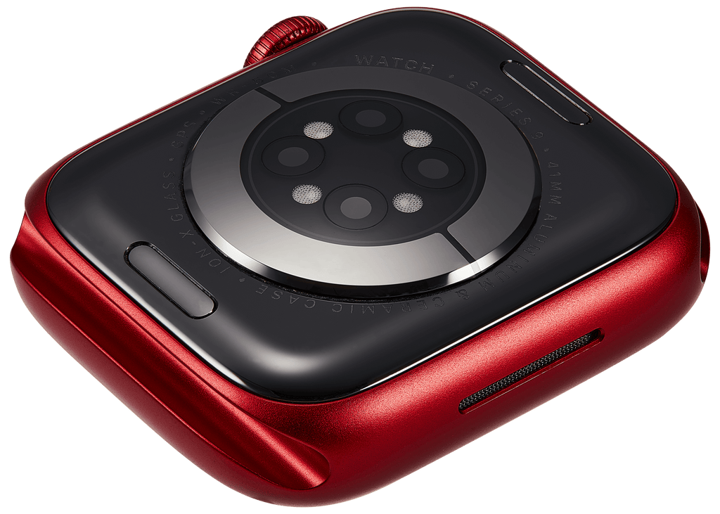 Backcover/Rahmen Compatible für Watch Series 9 (41MM) (gebrauchter OEM-Ausbau, Qualität A) (GPS Version) (Aluminum / Red)