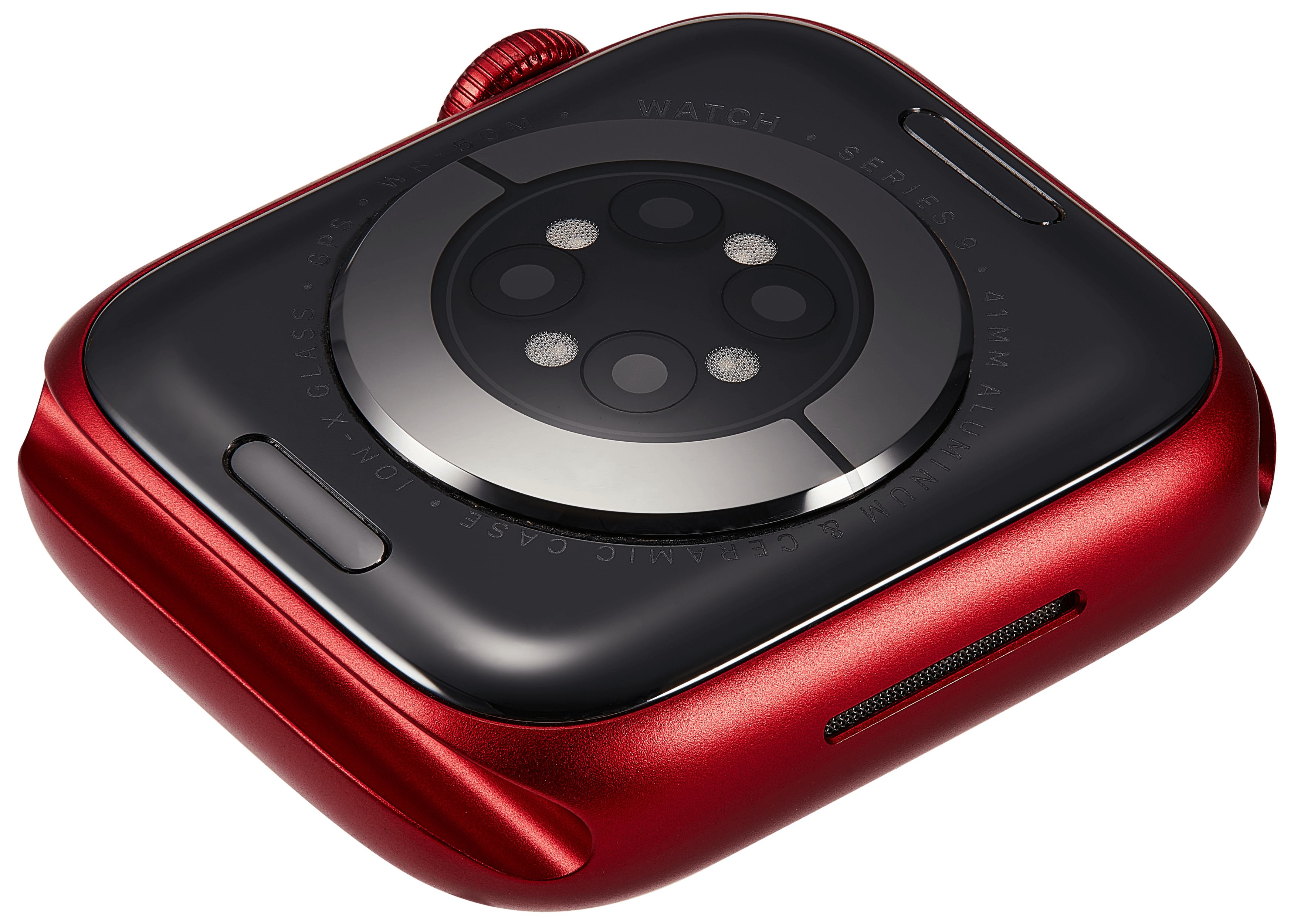 Backcover/Rahmen Compatible für Watch Series 9 (41MM) (gebrauchter OEM-Ausbau, Qualität A) (GPS Version) (Aluminum / Red)