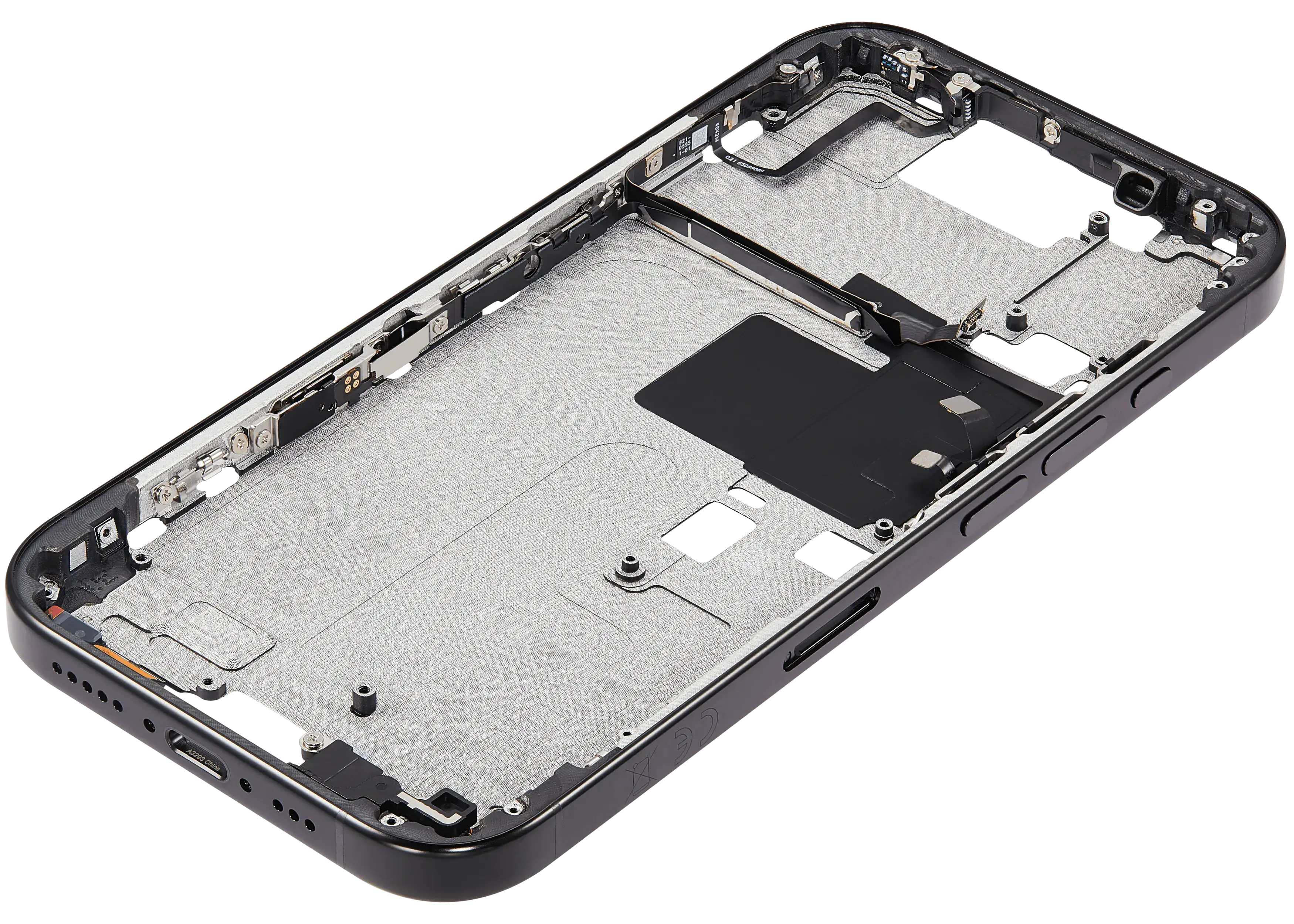 Midframe/Rahmen mit Power And Volume Button für iPhone 16 Pro (EU / Global Version) (Aftermarket Plus) (Schwarz Titanium)