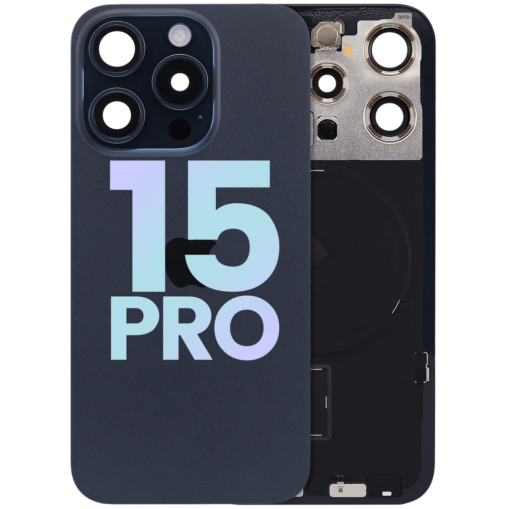 Backcover mit MagSafe Magnet & NFC & Blitz-Flexkabel für IPhone 15 Pro (Service Pack) (Blau Titanium)