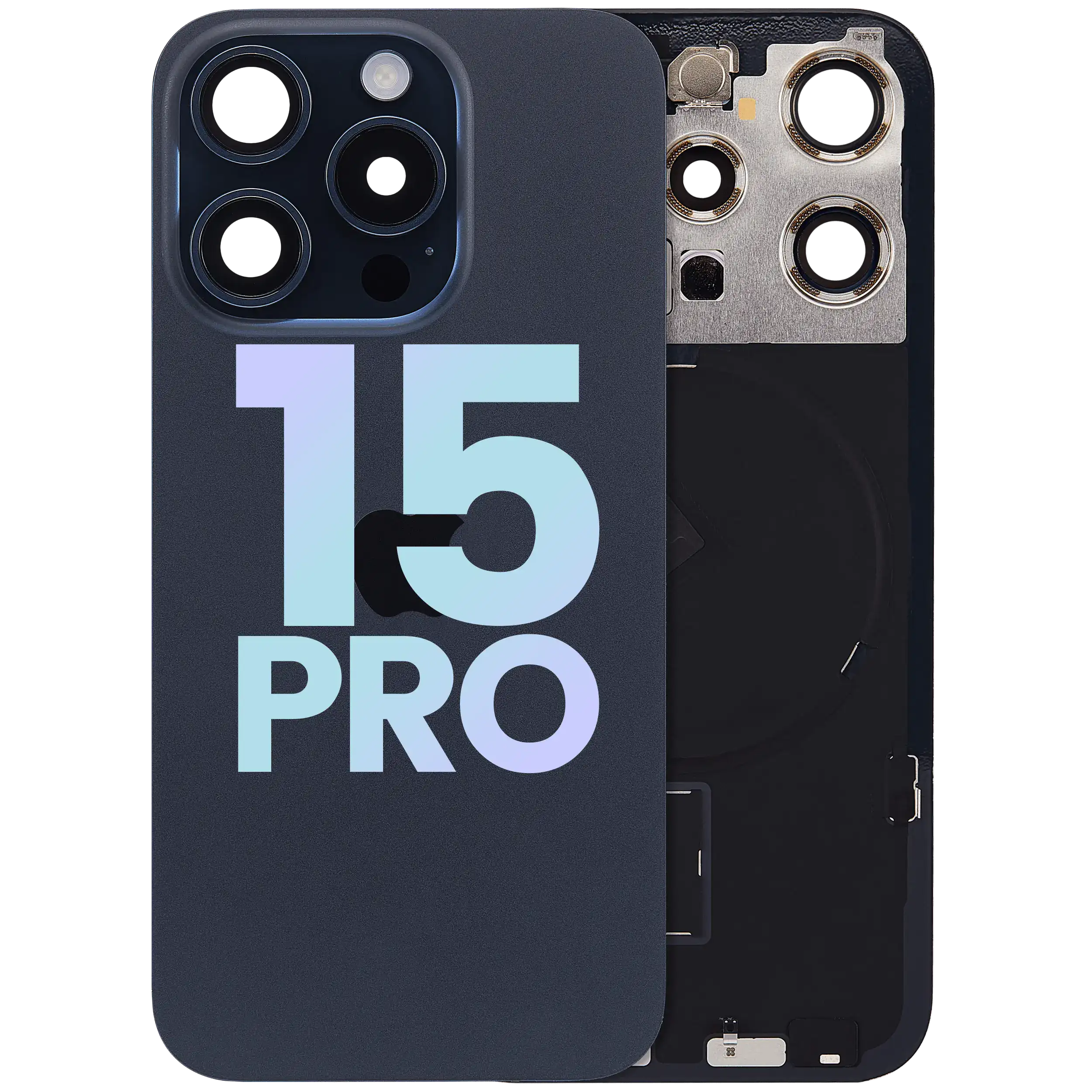 Backcover mit MagSafe Magnet & NFC & Blitz-Flexkabel für IPhone 15 Pro (Service Pack) (Blau Titanium)