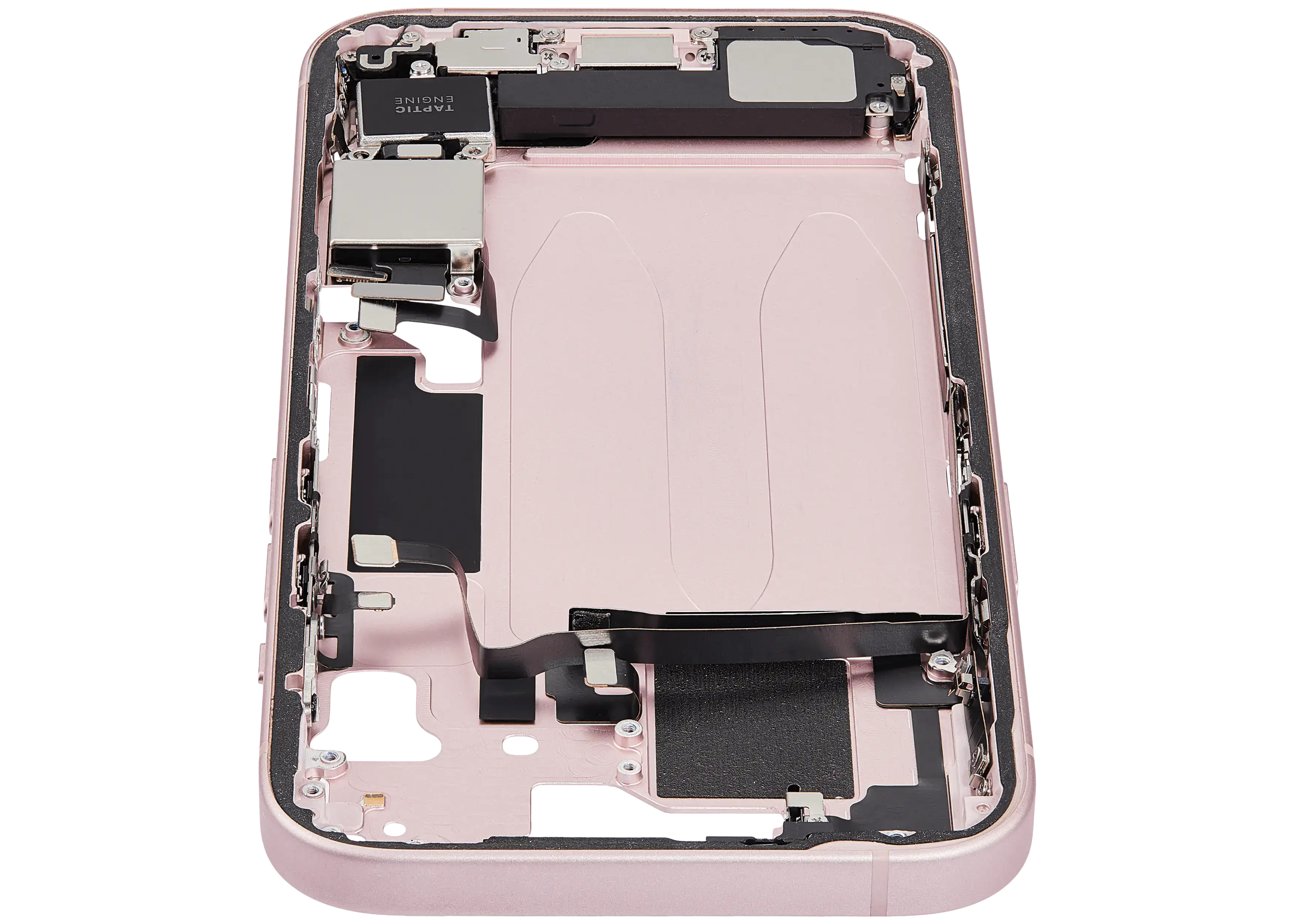 Midframe/Rahmen mit Ladebuchse Flex & Small Parts für iPhone 15 (US-Version) (gebrauchter OEM-Ausbau, Qualität C) (Pink)