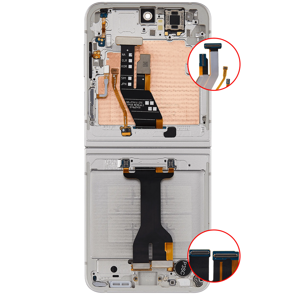Inner OLED-Display mit Rahmen Compatible für Samsung Galaxy Z Flip 7 FE 5G (F761) (US & International) (Refurbished) (Silver Shadow)