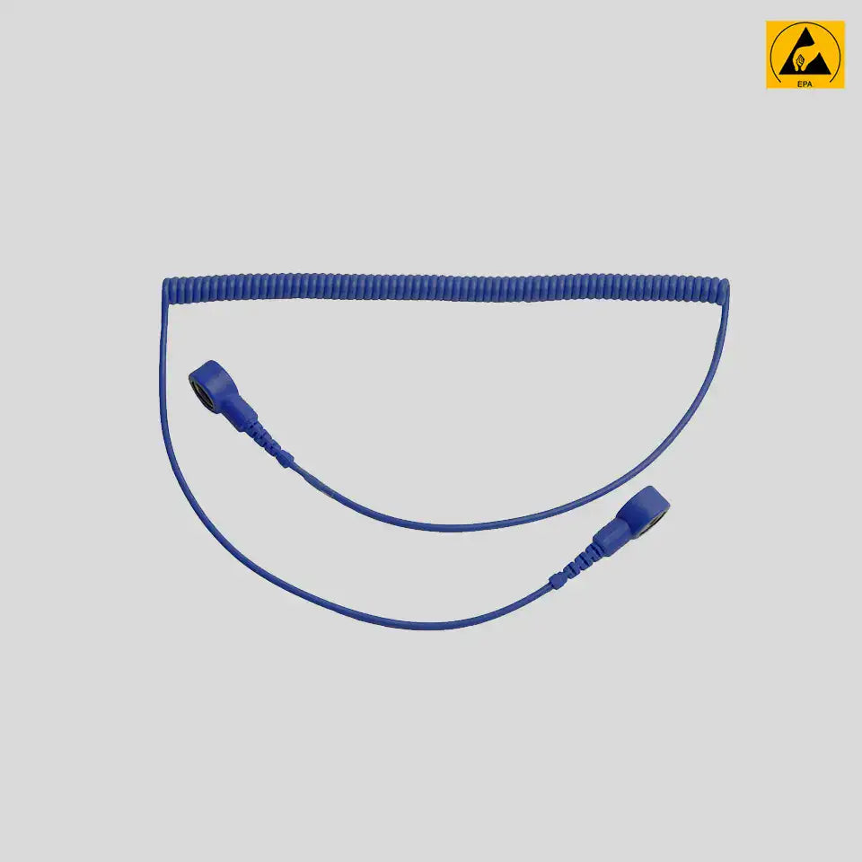 Premium 1,8m Spiral-Erdungskabel (10mm) Snap beidseitig ESD-sicher Dunkelblau