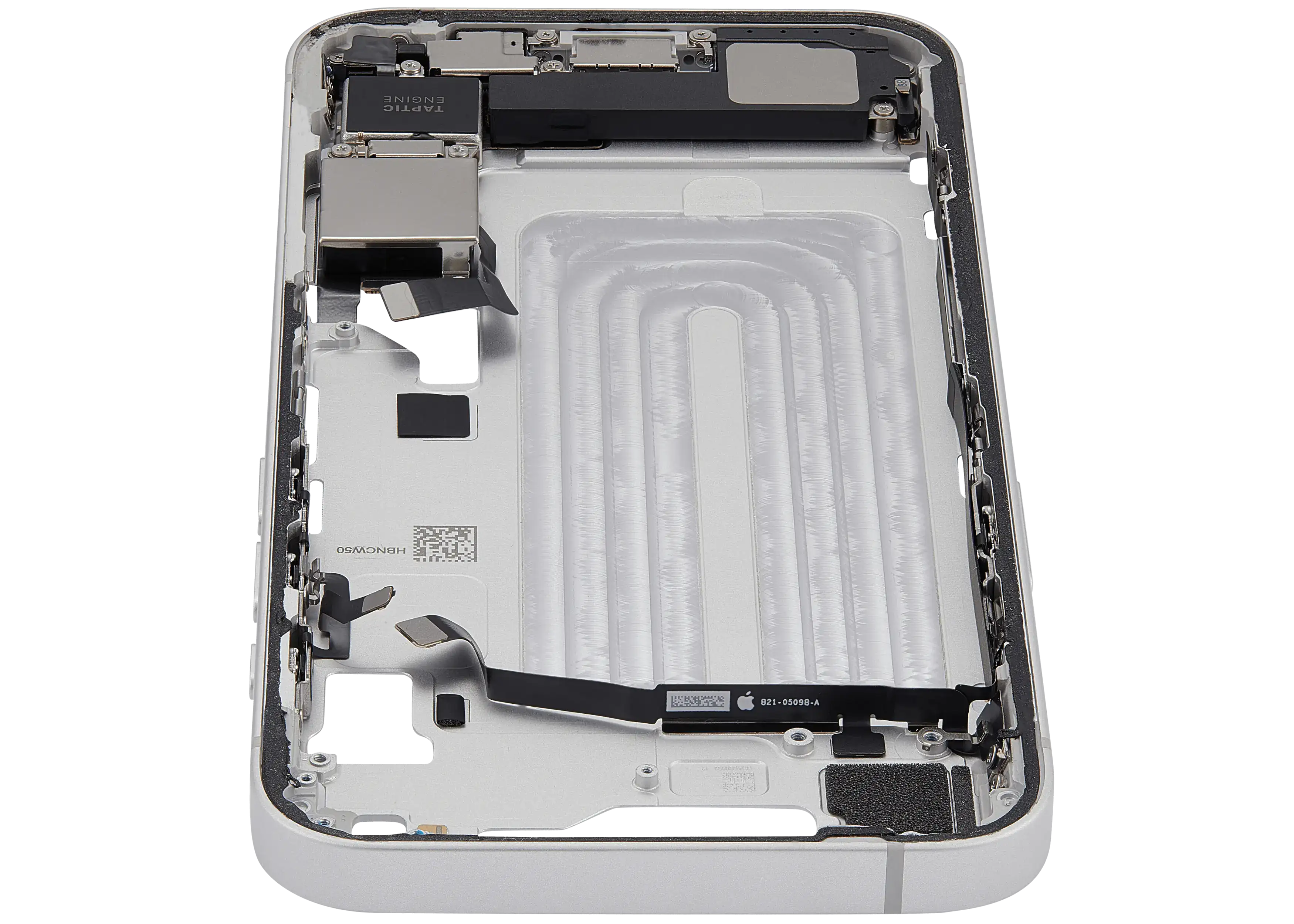Midframe/Rahmen mit Ladebuchse Flex & Small Parts für iPhone 16e / 17e (US-Version) (gebrauchter OEM-Ausbau, Qualität A) (Weiß)