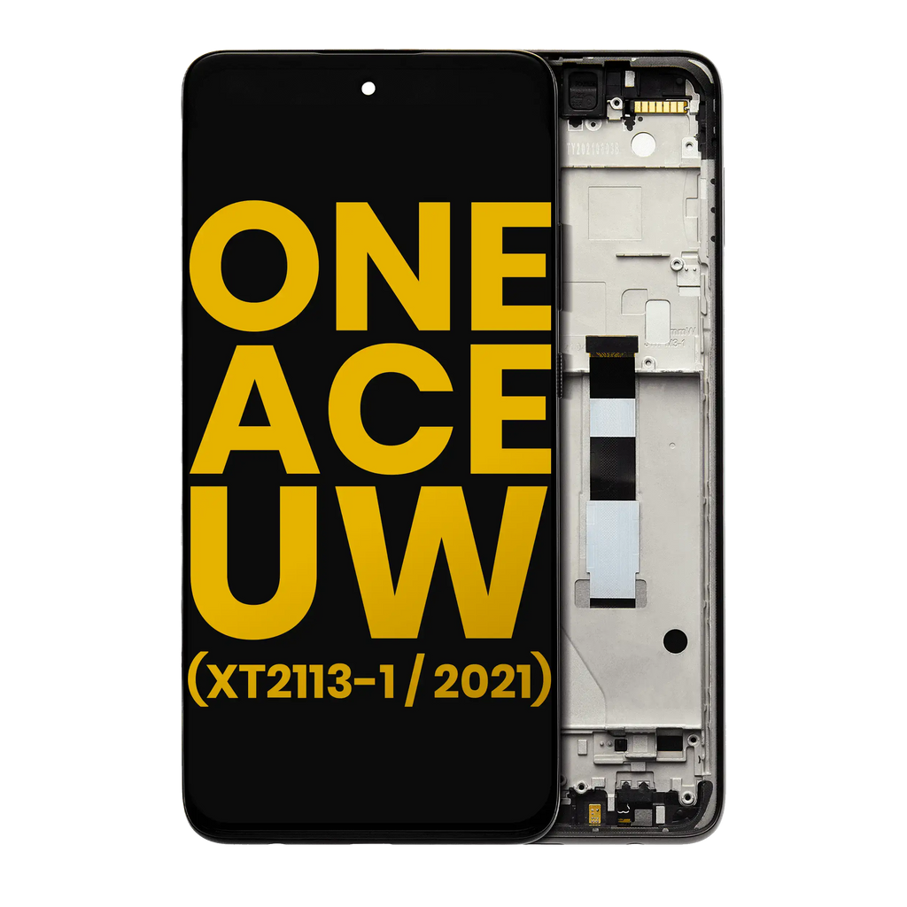 LCD-Display mit Rahmen für Motorola One 5G Ace UW, Refurbished, Volcanic Gray