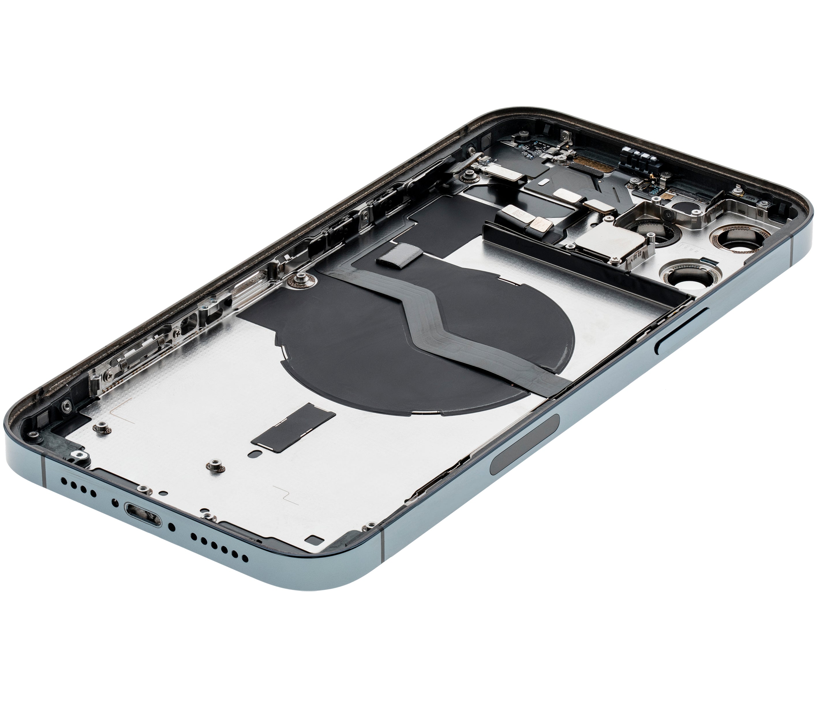 Backcover/Rahmen mit Small Parts für iPhone 12 Pro Max (EU / Global Version) (gebrauchter OEM-Ausbau, Qualität A) (Pacific Blau)