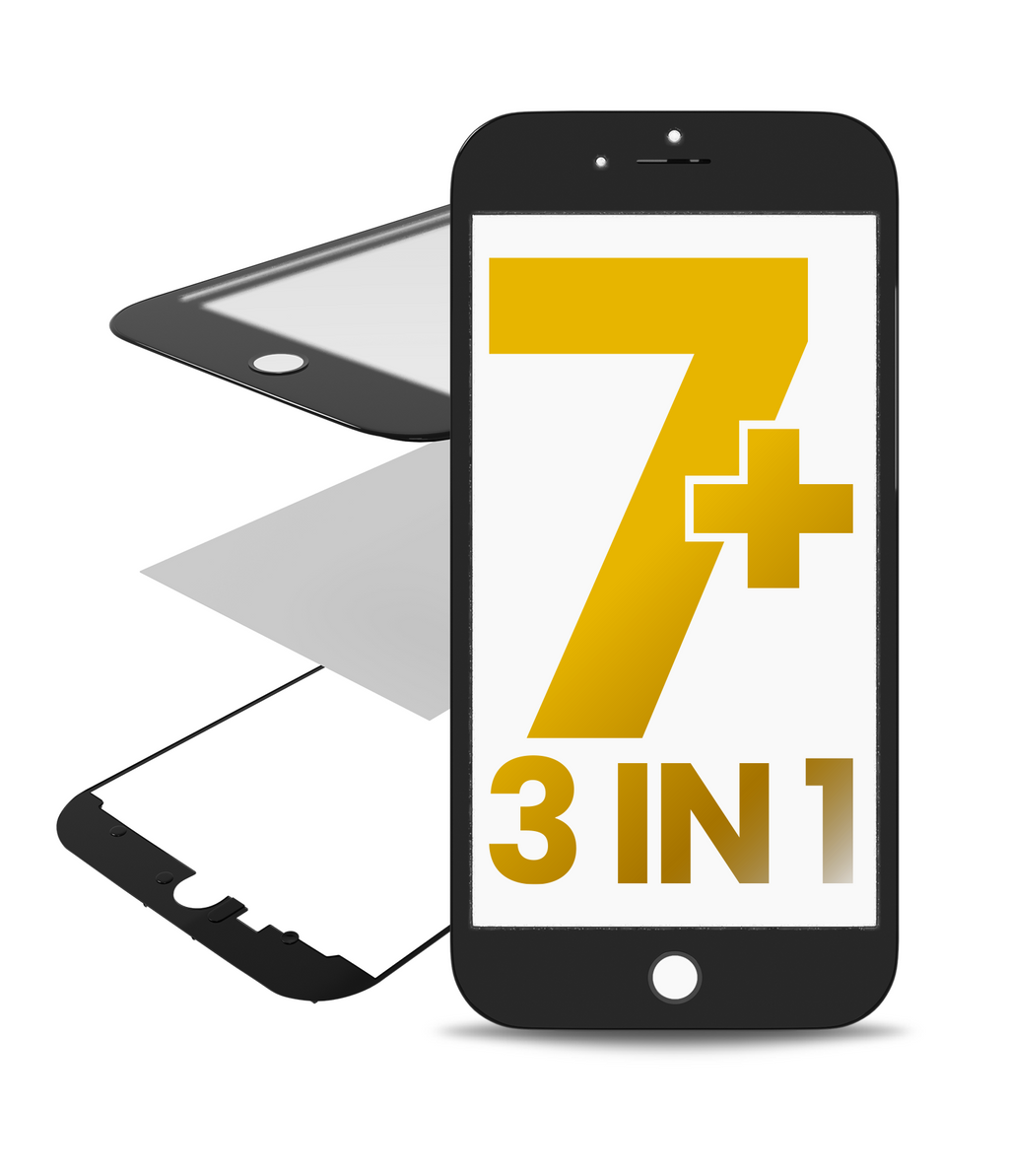 Glass mit Rahmen & OCA Pre-Installed für iPhone 7 Plus (Schwarz) (Premium / 3 in 1) (2 Pack)