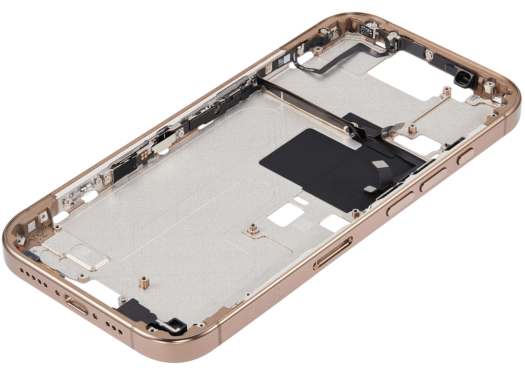 Midframe/Rahmen mit Power And Volume Button für iPhone 16 Pro (EU / Global Version) (Aftermarket Plus) (Desert Titanium)