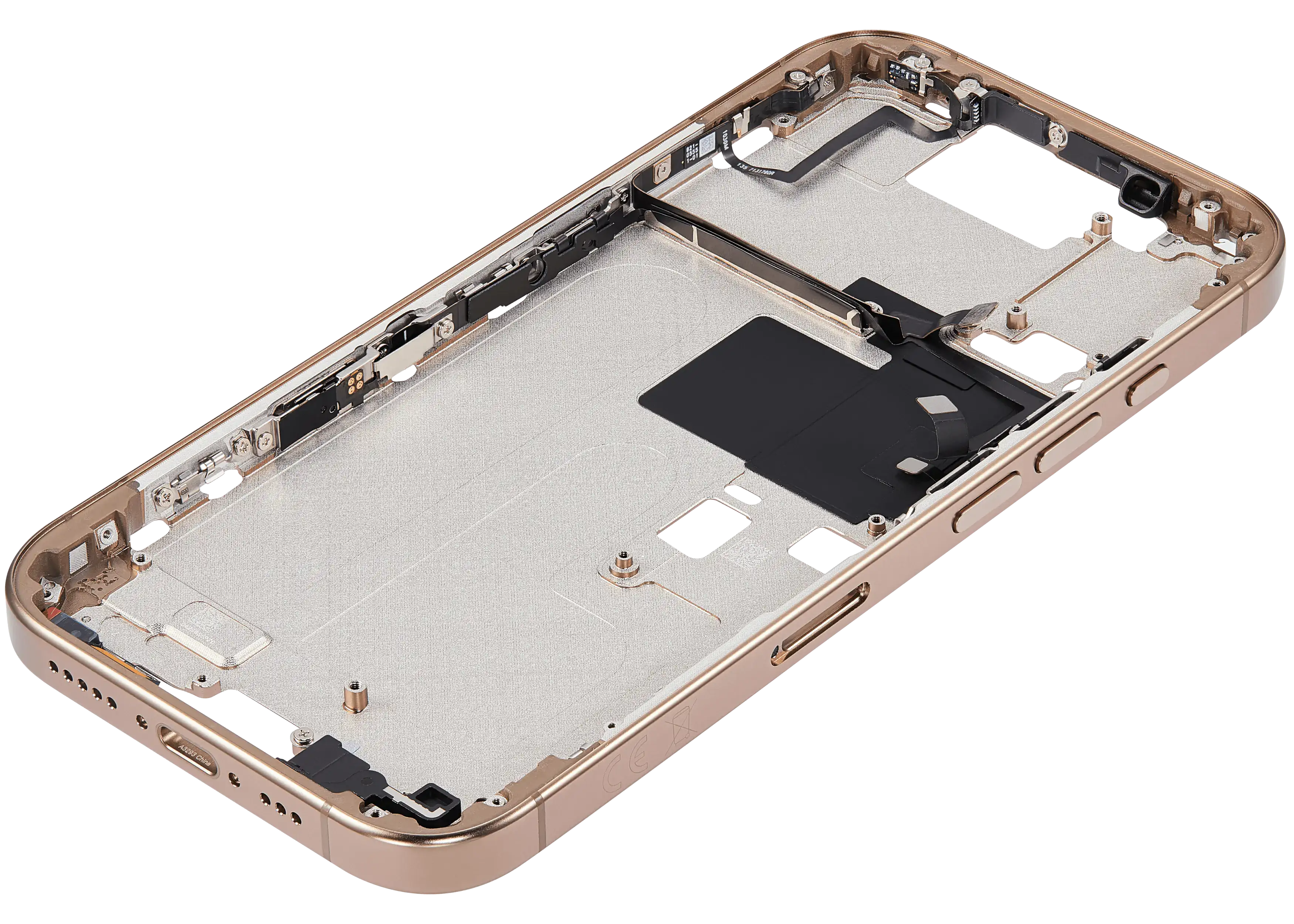 Midframe/Rahmen mit Power And Volume Button für iPhone 16 Pro (EU / Global Version) (Aftermarket Plus) (Desert Titanium)