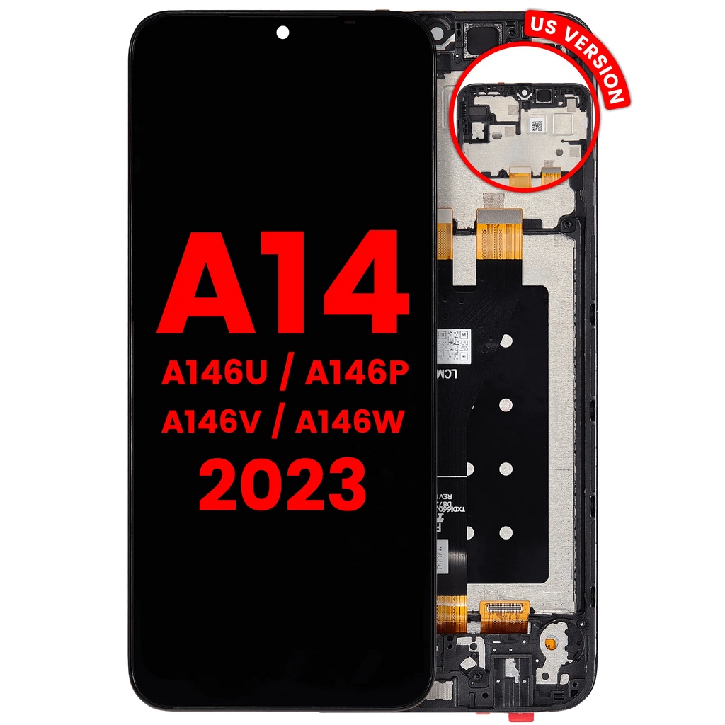 LCD-Display mit Rahmen für Samsung Galaxy A14 5G (A146U / A146P / A146V / A146W / 2023) (US-Version) (Aftermarket Plus) (Alle Farben)
