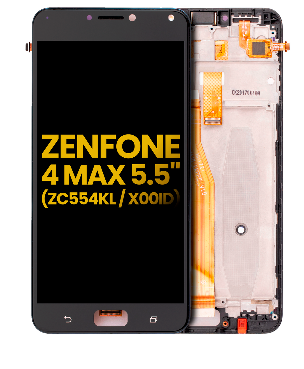 LCD-Display mit Rahmen für Asus ZenFone 4 Max Pro / ZenFone 4 Max Plus (ZC554KL / 2017) (Refurbished) (Schwarz)