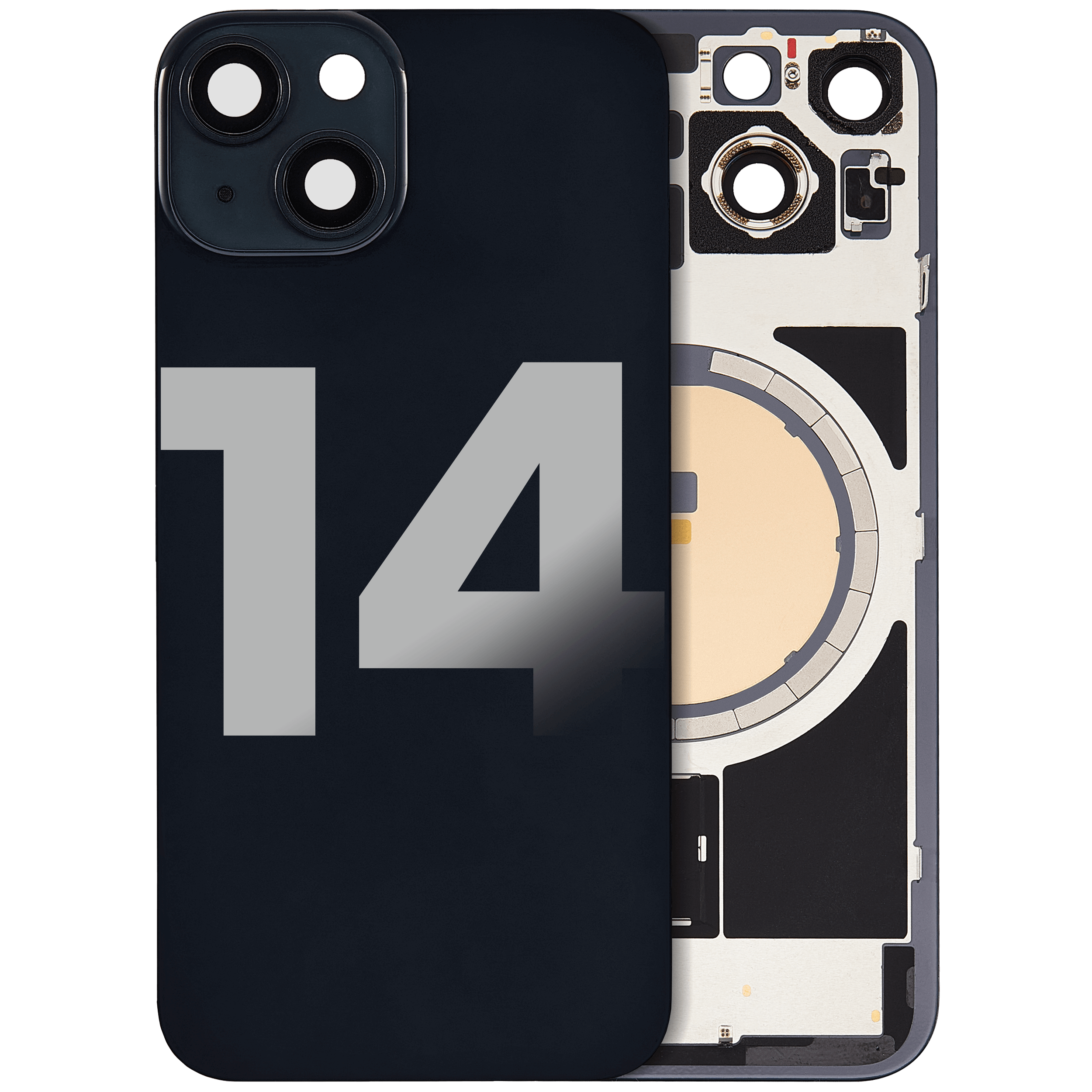 Backcover mit MagSafe Magnet für iPhone 14 (gebrauchter OEM-Ausbau, Qualität B) (Midnight)