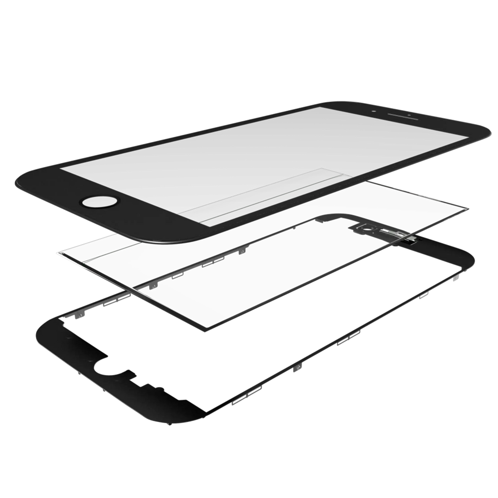3 in 1 (Front Glass + Frame + OCA Pre-Installed) für iPhone 6 Plus (2 Pack) (Schwarz)