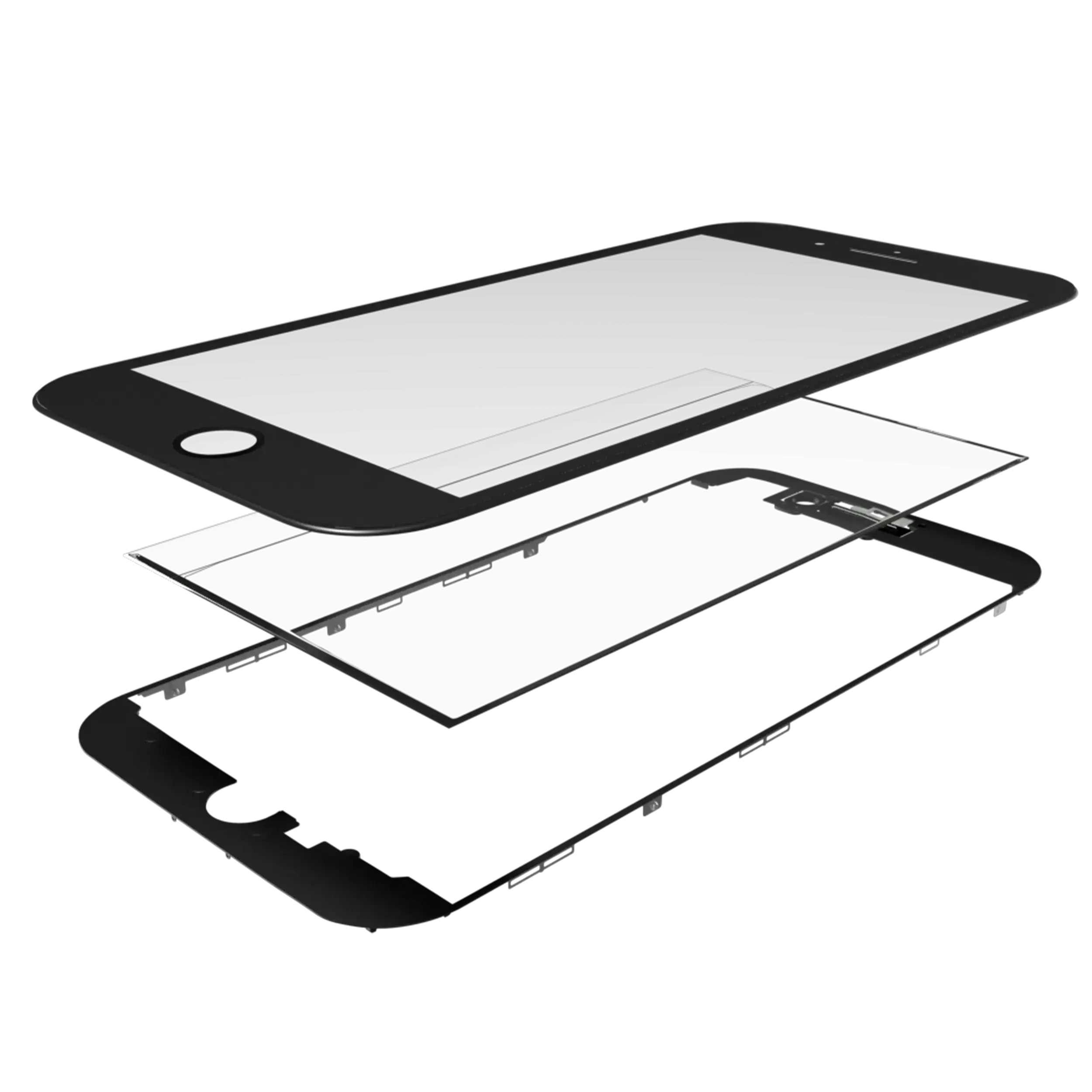3 in 1 (Front Glass + Frame + OCA Pre-Installed) für iPhone 6 Plus (2 Pack) (Schwarz)