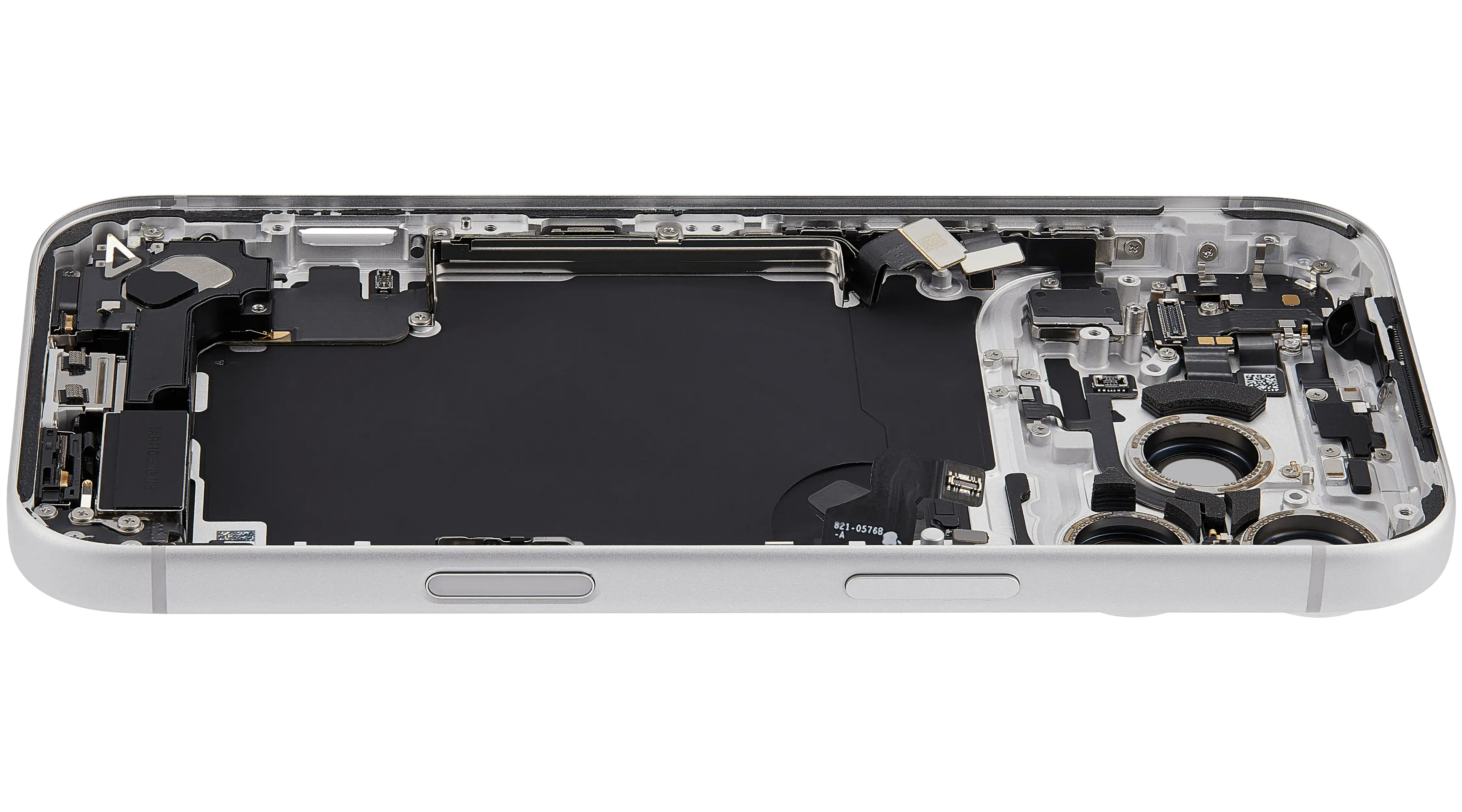 Backcover/Rahmen mit Ladebuchse Flex & Small Parts Compatible für iPhone 17 Pro (EU / Global Version) (gebrauchter OEM-Ausbau, Qualität A) (Silber)