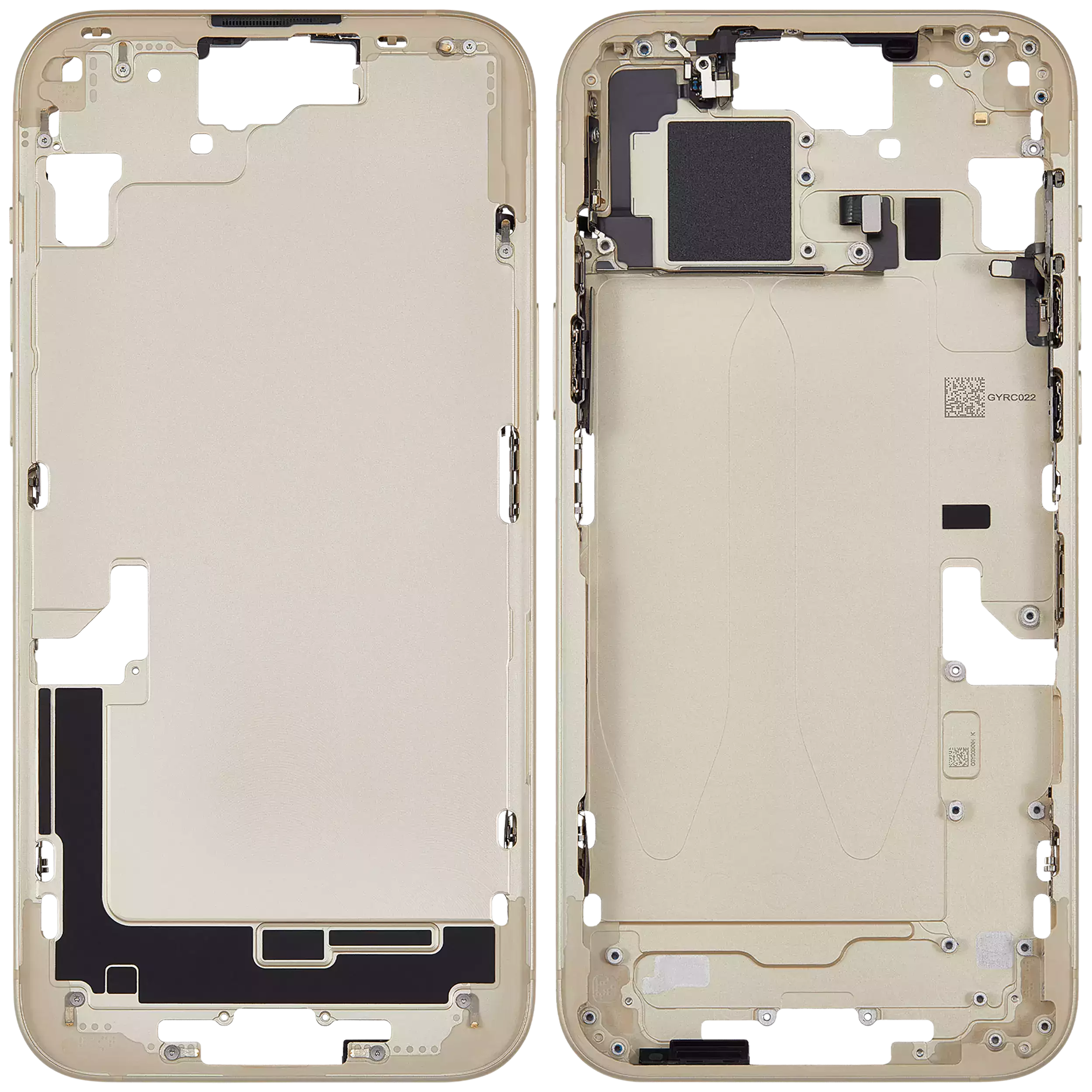 Midframe/Rahmen mit Small Parts für iPhone 15 Plus (EU / Global Version) (Gebrauchter Ausbau/Pull, Qualität A) (Gelb)