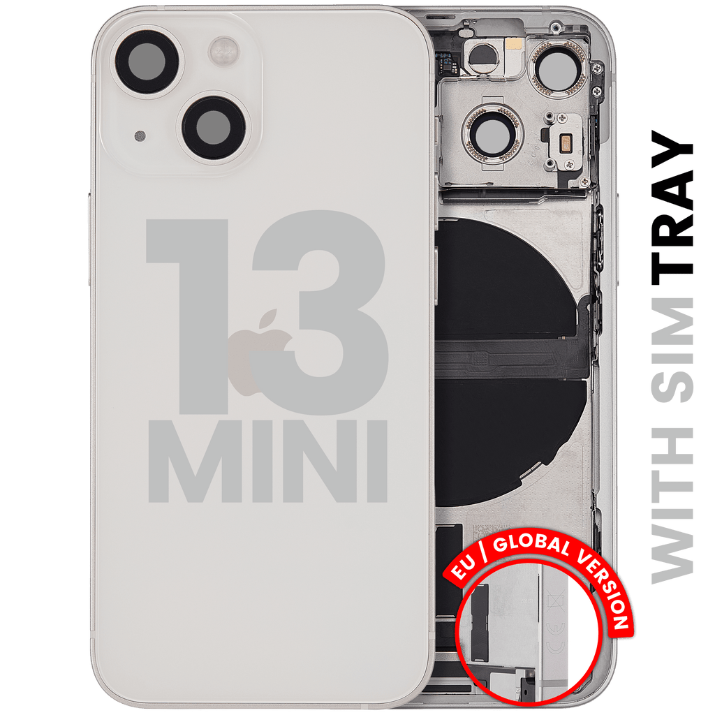 Backcover/Rahmen mit Ladebuchse Flex & Small Parts für iPhone 13 Mini (EU / Global Version) (gebrauchter OEM-Ausbau, Qualität B) (Starlight)