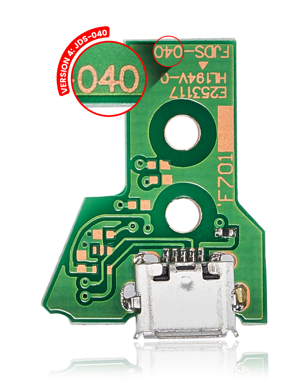 Micro USB Ladebuchse-Platine mit 12-Pin Flexkabel für PS4 Controller JDS-040