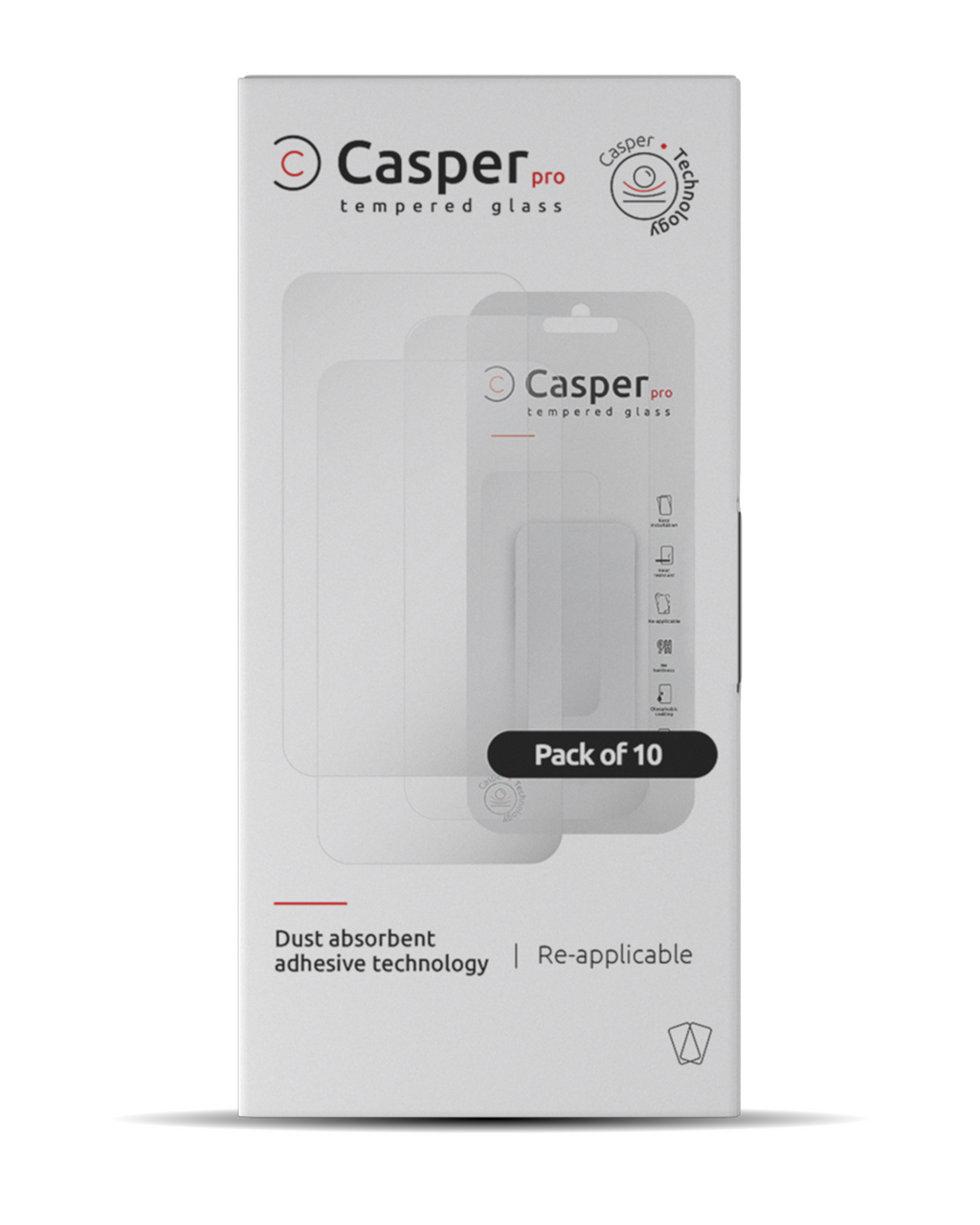 Casper Pro Tempered Glass für iPhone 15 Pro (10 Pack) (Clear)