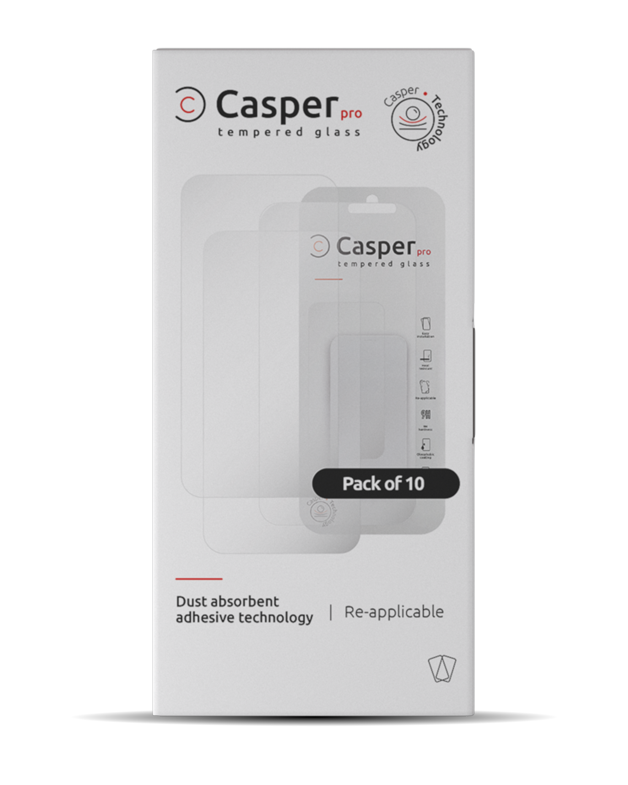 Casper Pro Tempered Glass für iPhone 15 Pro (10 Pack) (Clear)