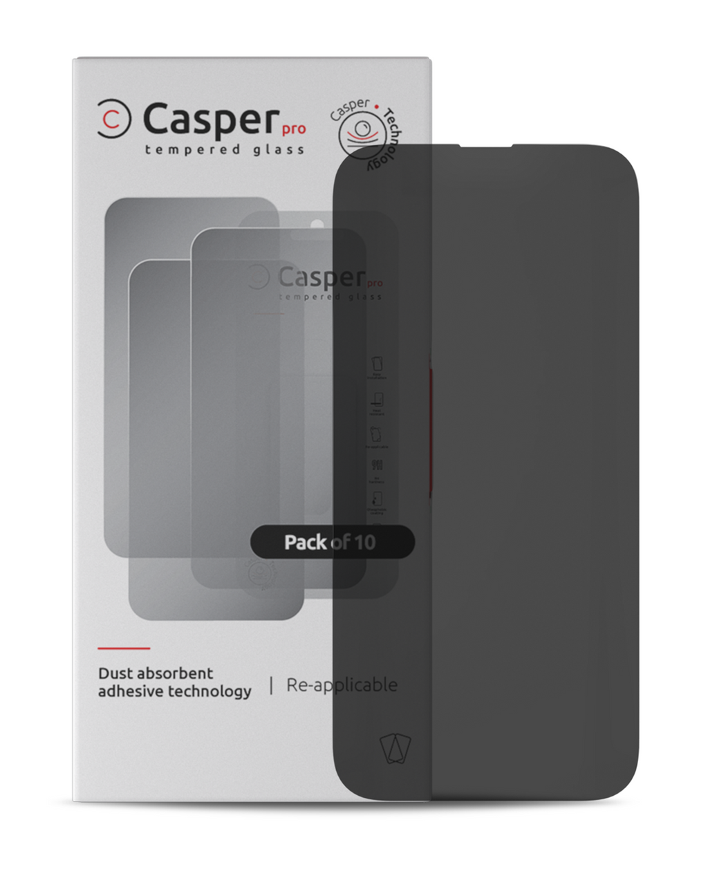 Casper Pro Tempered Glass for iPhone 15 Pro (10-Pack) (Privacy)