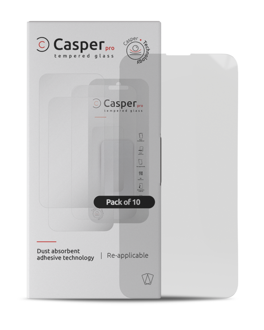 Casper Pro Tempered Glass for iPhone 15 / 16 (10 Pack) (Clear)