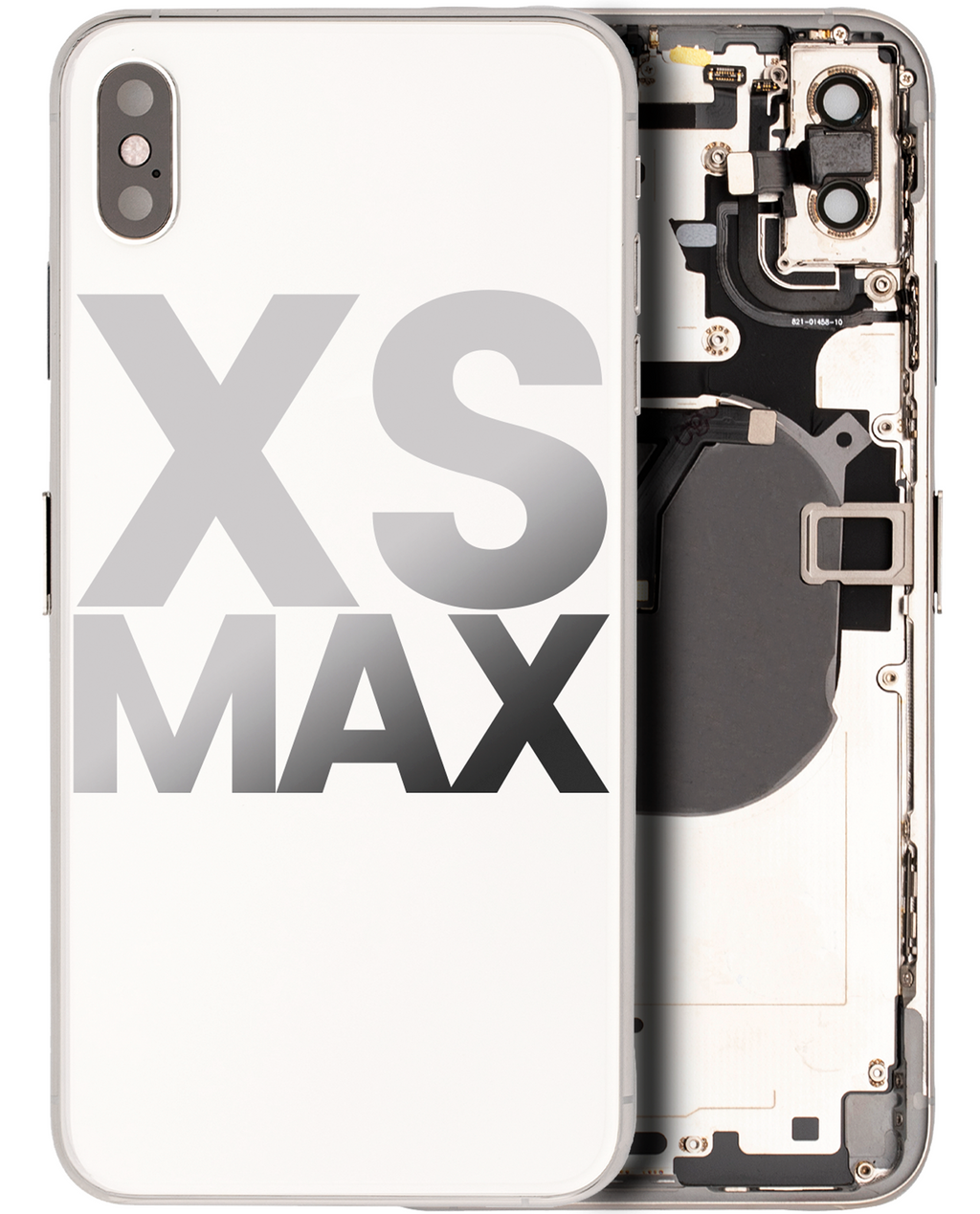 Back Cover/Frame pre-assembled with small components for iPhone XS Max (used OEM part, Quality B, Silver)