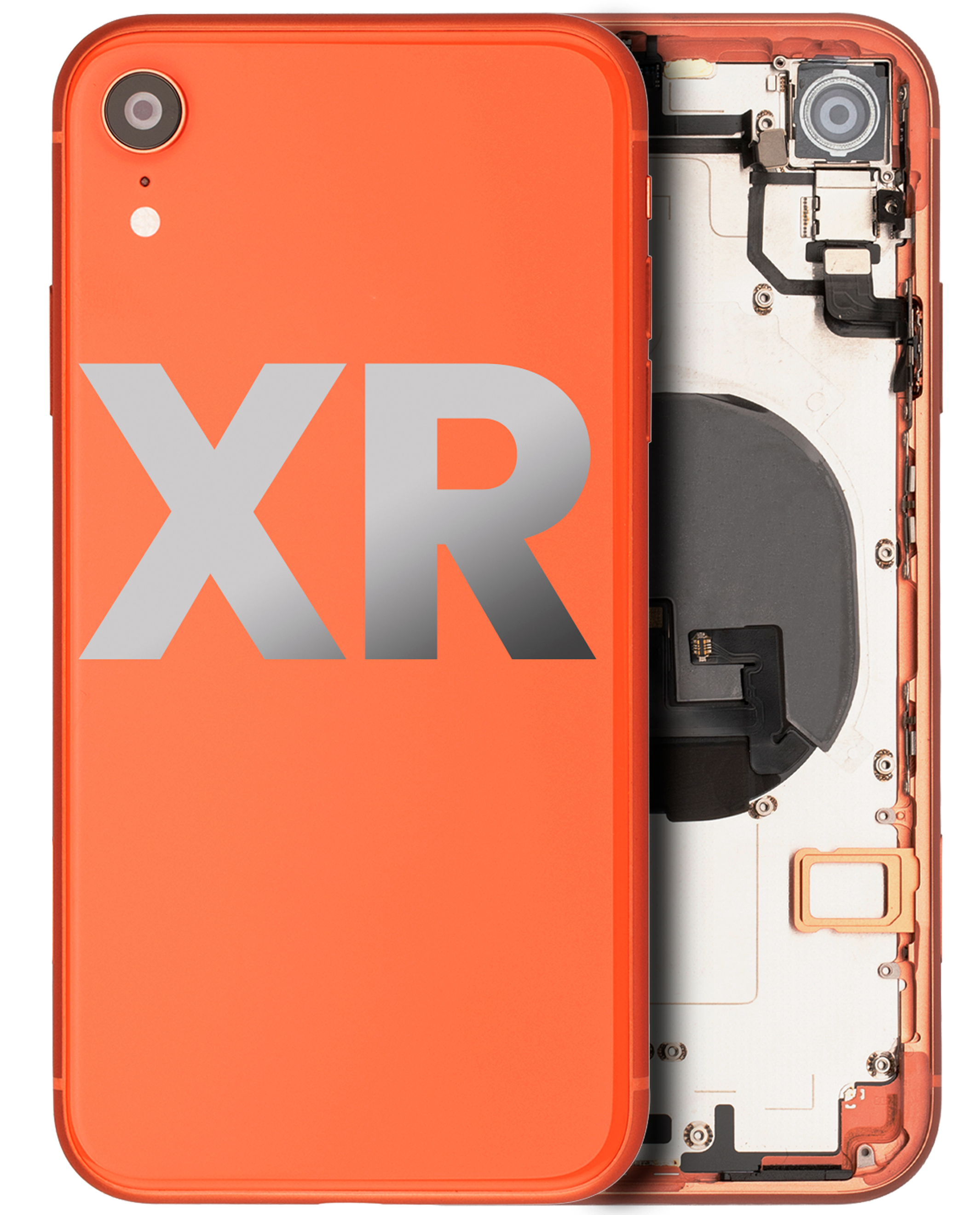 Back Cover/Frame with Pre-Installed Small Parts for iPhone XR (Used OEM Removal, Quality C) (Coral)