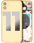 Back Cover/Frame with pre-installed small parts for iPhone 11 (used OEM removed part, Quality B) (Yellow)