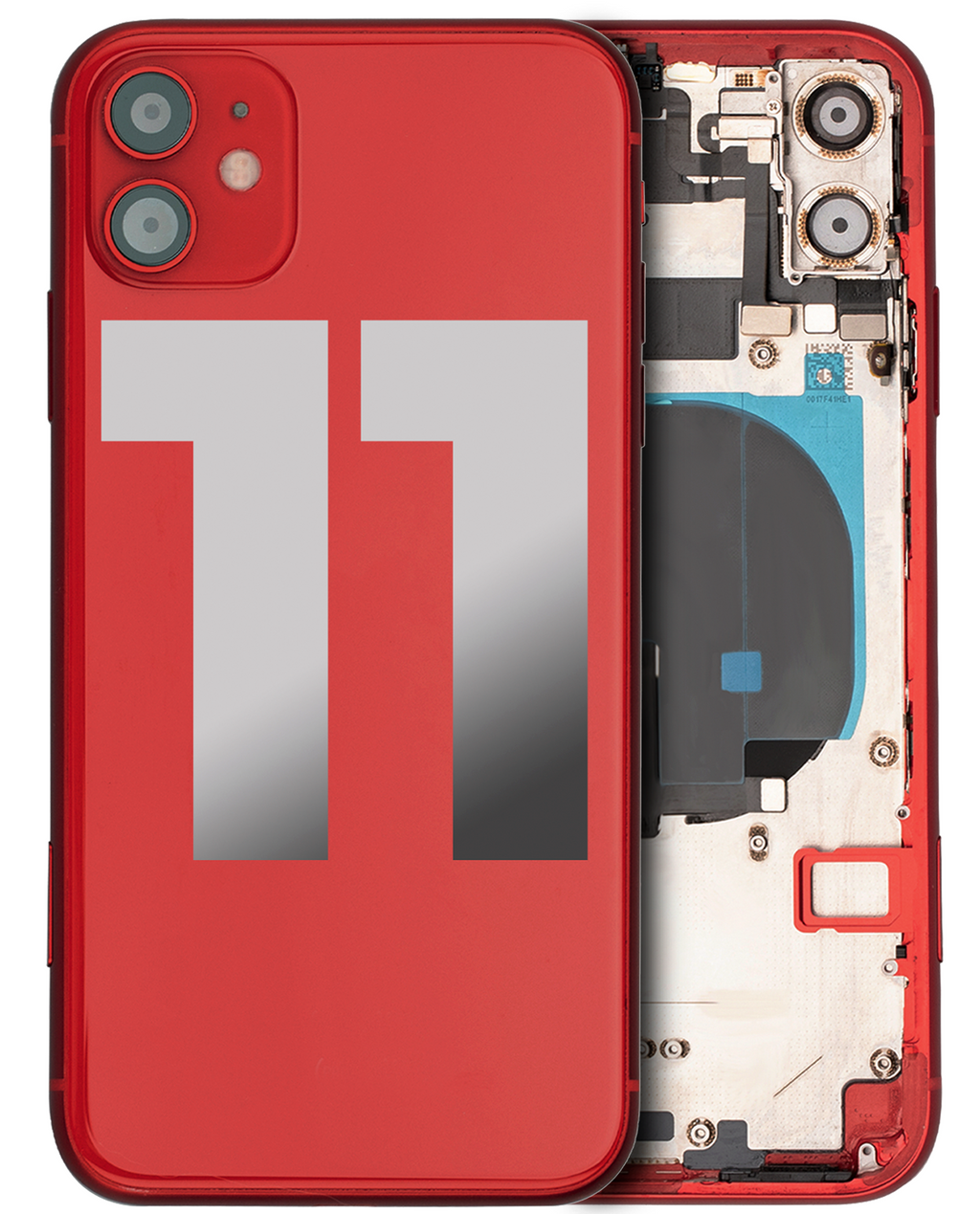 Back Cover/Frame with Small Components Pre-assembled for iPhone 11 (Used OEM, Grade B) (Red)