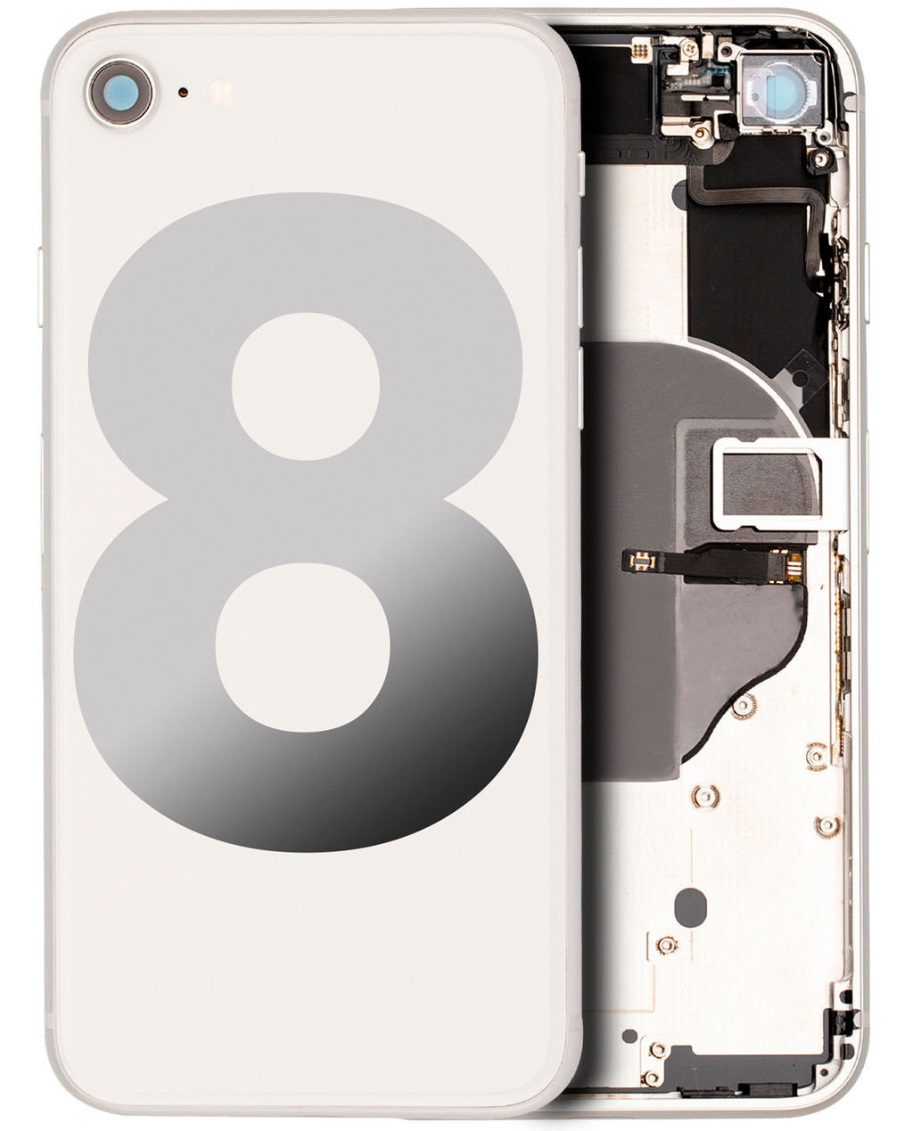 Gebrauchter Ausbau/Pull Qualität C – iPhone 8 Backcover/Rahmen Silber