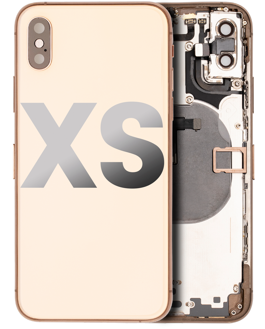 Back Cover/Frame with Small Components Pre-installed for iPhone XS (Used OEM Removal, C Quality) (Gold)