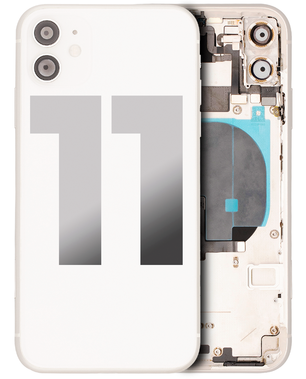 Back Cover/Frame with Small Parts Pre-installed for iPhone 11 (Used OEM Pull, B Quality) (White)