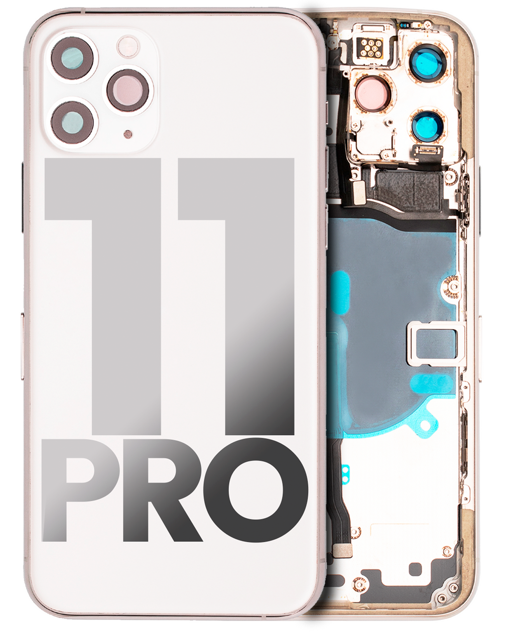 Back Cover/Frame with Pre-installed Small Parts for iPhone 11 Pro (used OEM, Grade C) (Matte Silver)