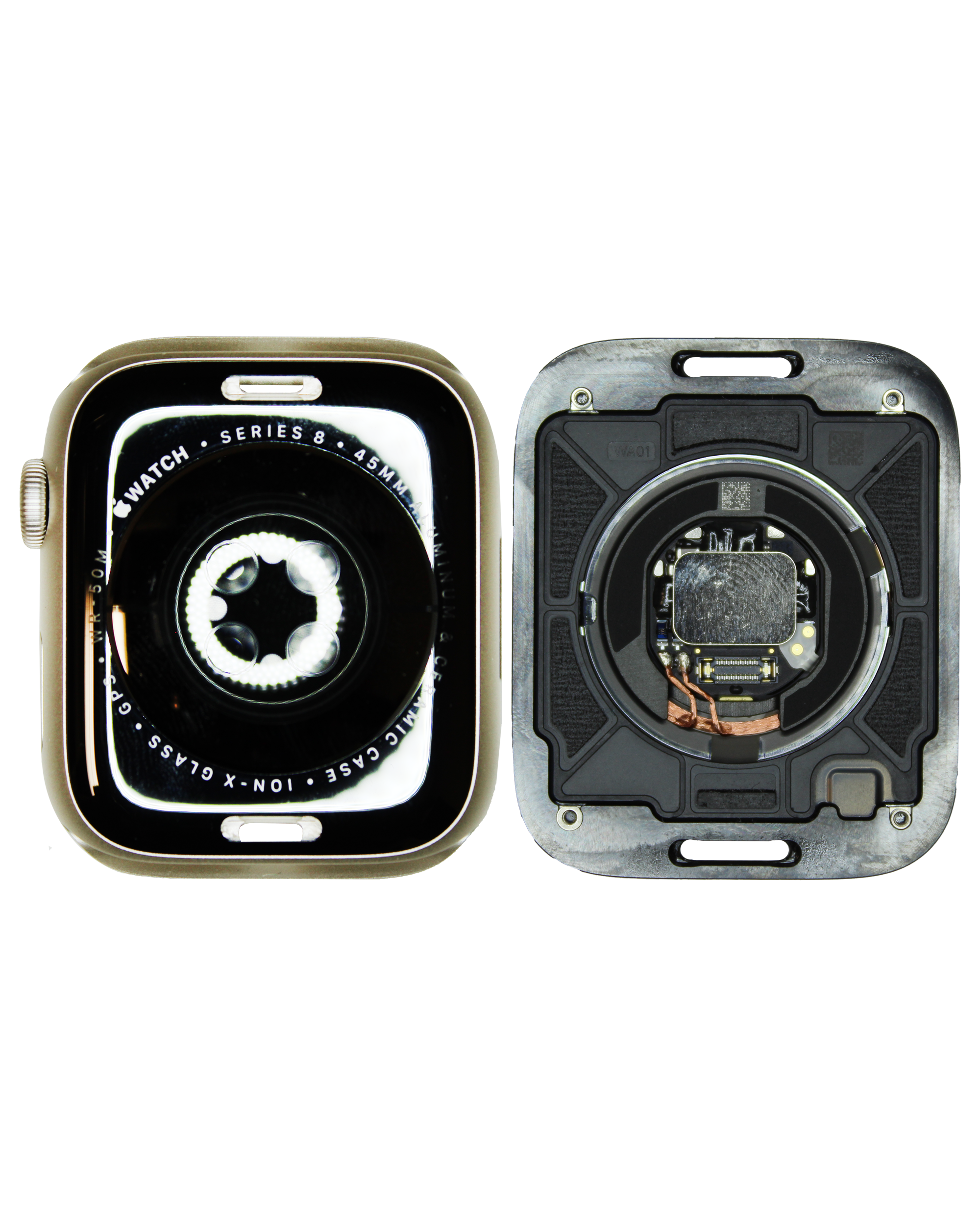 Backcover/Rahmen für Watch Series 8 (45MM) (Aluminum/Starlight) (GPS Version) (gebrauchter OEM-Ausbau, Qualität B/C)