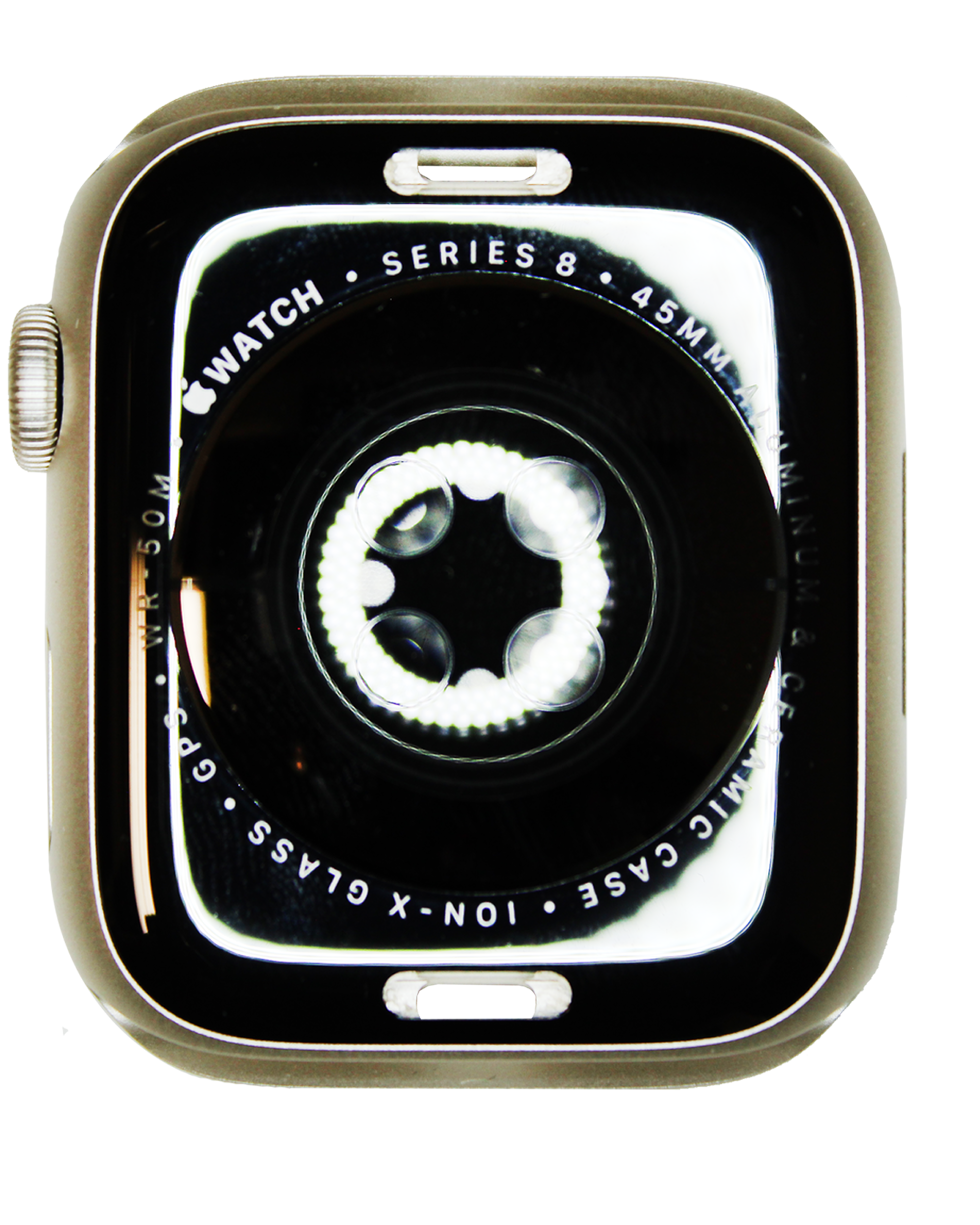 Backcover/Rahmen für Watch Series 8 (45MM) (Aluminum/Starlight) (GPS Version) (gebrauchter OEM-Ausbau, Qualität B/C)