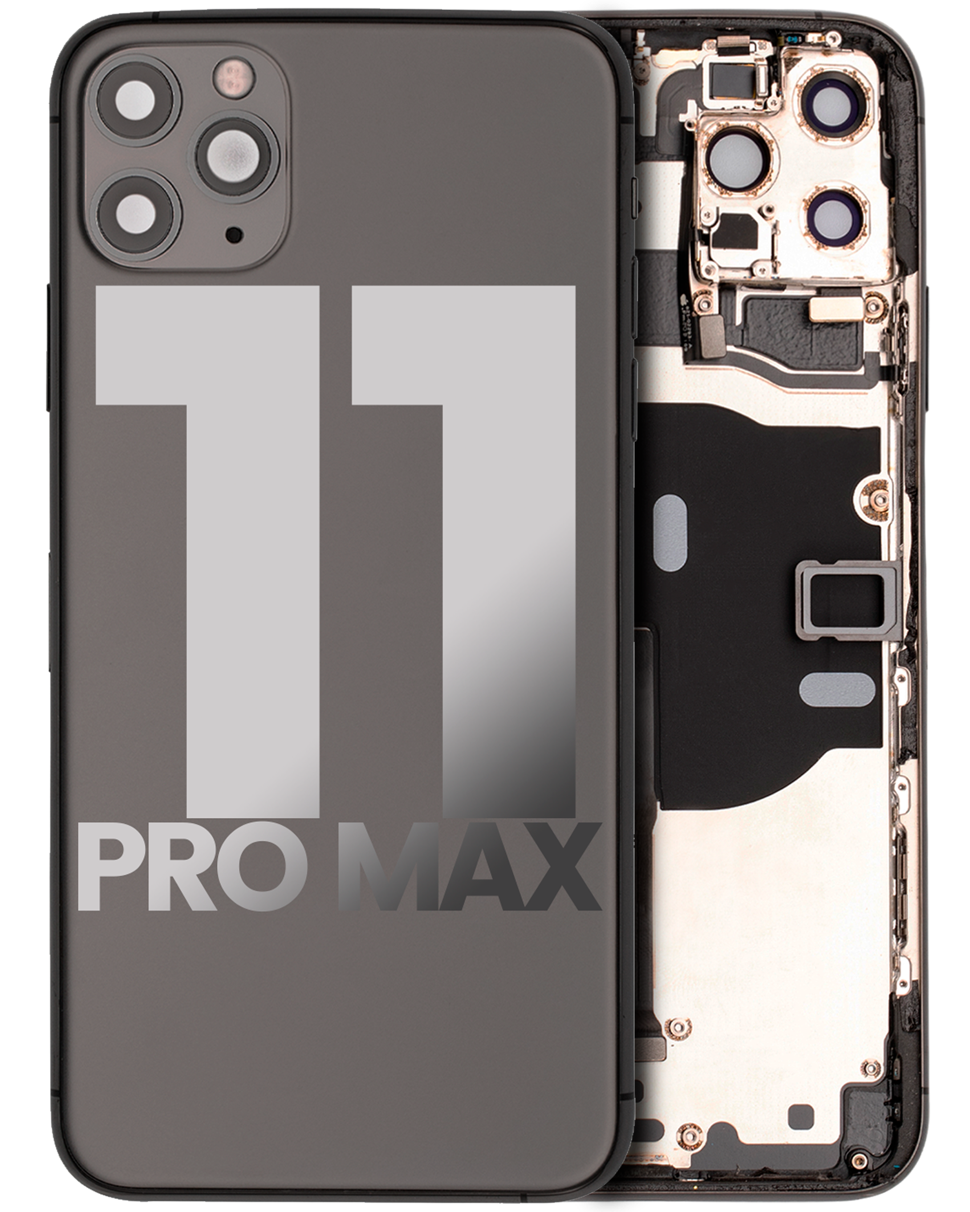 Back Cover/Frame with Pre-installed Small Parts for iPhone 11 Pro Max (Used OEM Part, Grade C) – Space Gray