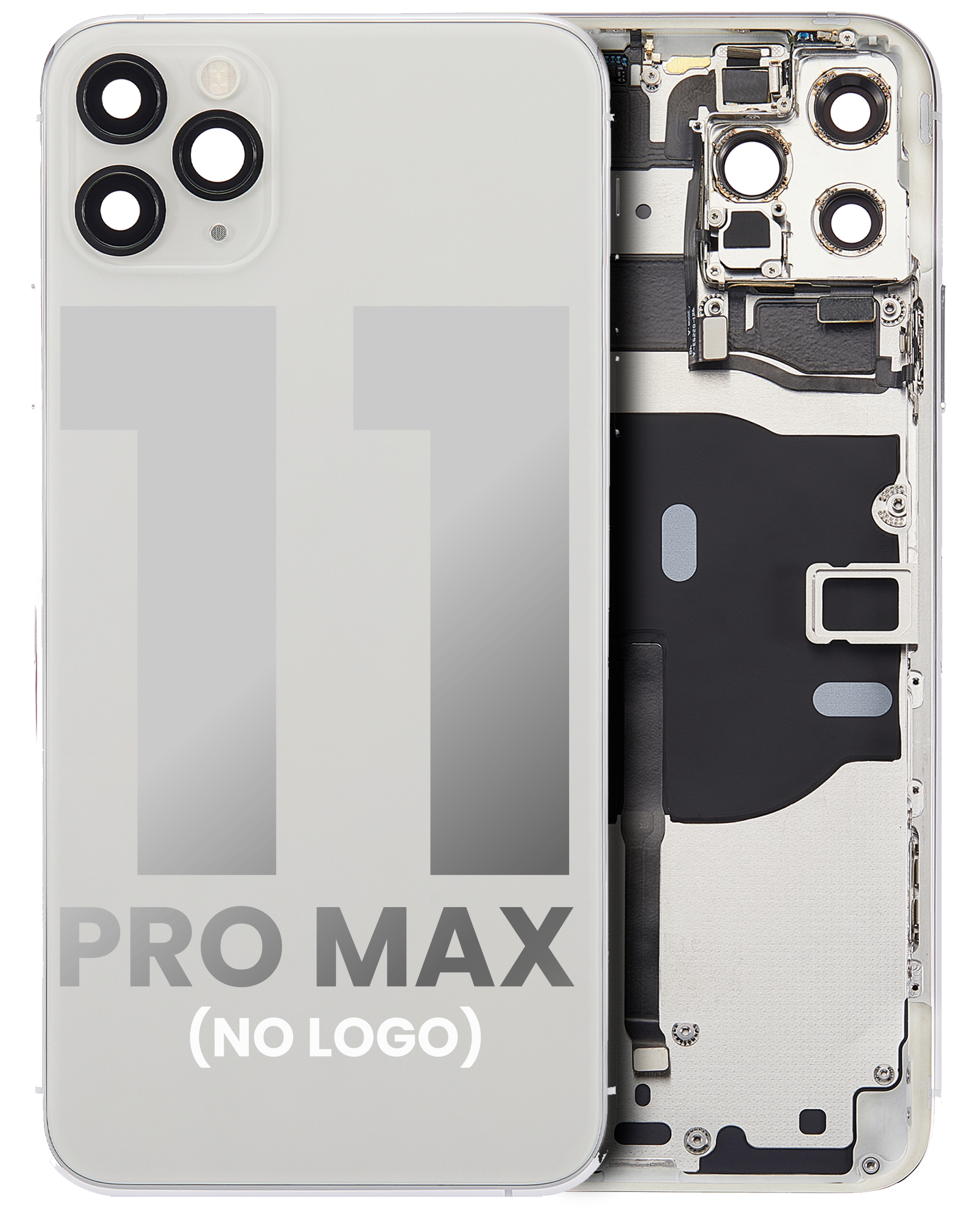Backcover/Rahmen mit Kleinteilen für iPhone 11 Pro Max (o. Logo, AM Plus, Silber